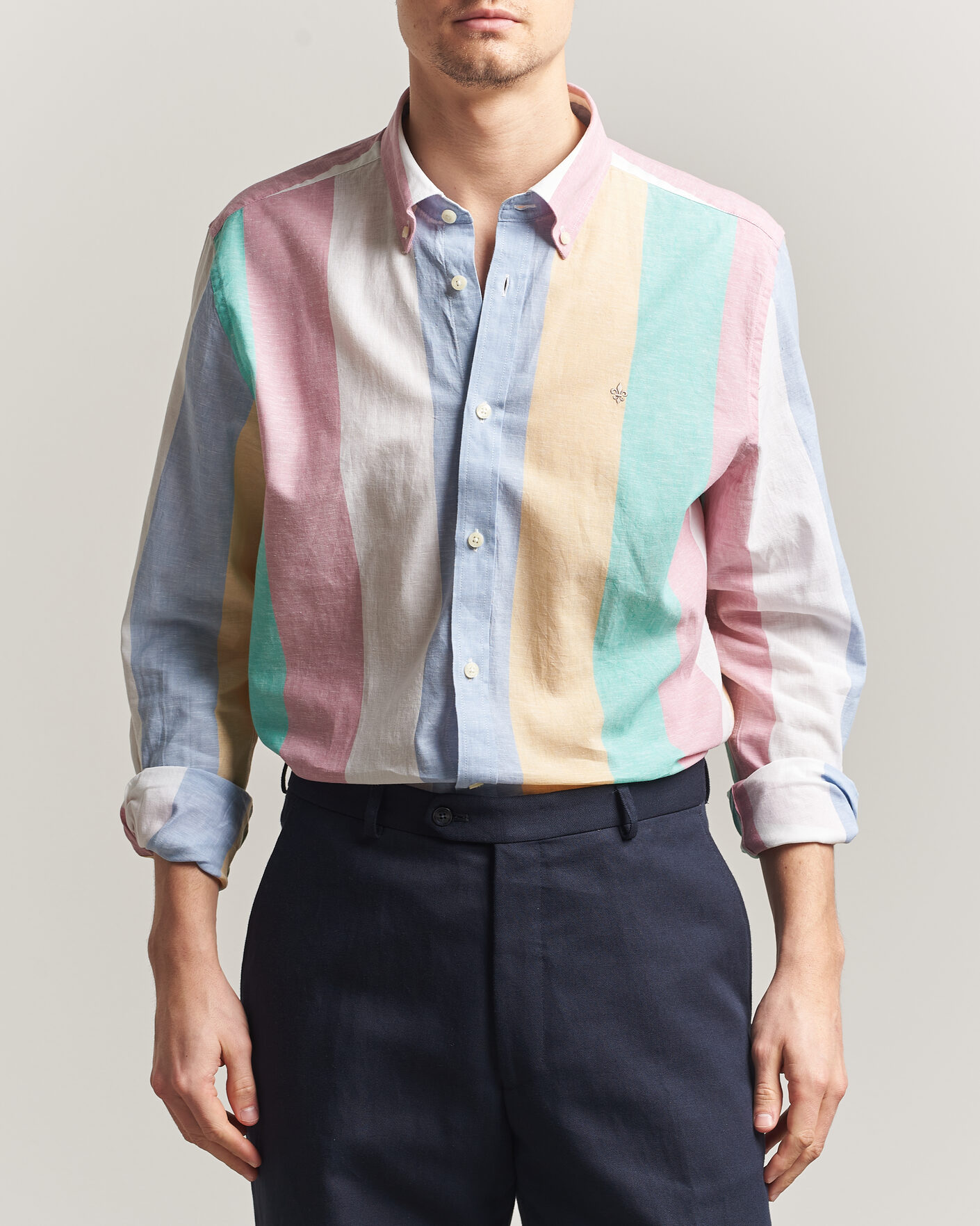 Men | Shirts | Morris | Happy Striped Linen Shirt Multi