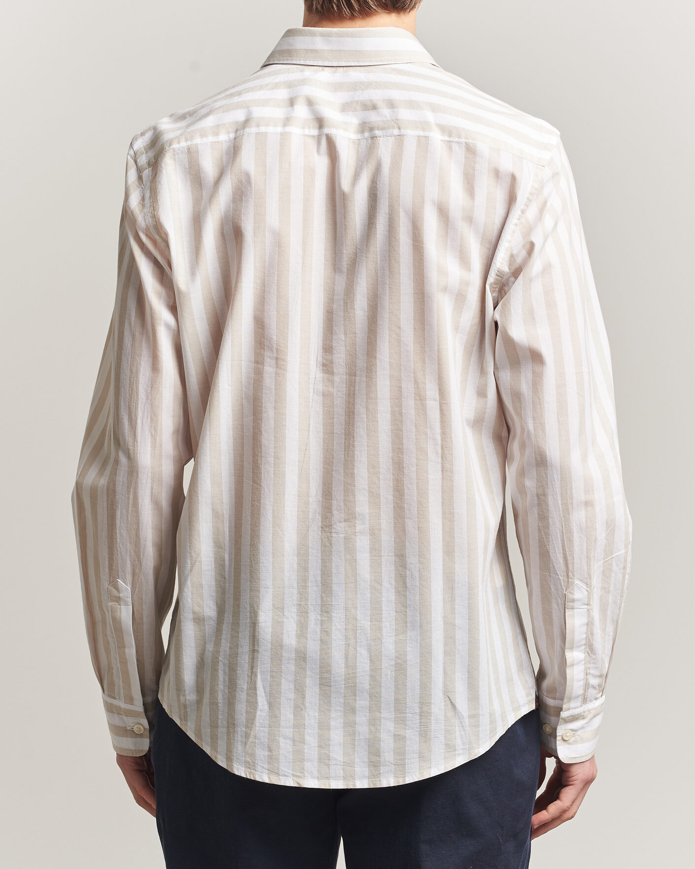 Men | Shirts | Morris | Summer Striped Lighweight Shirt Khaki/White
