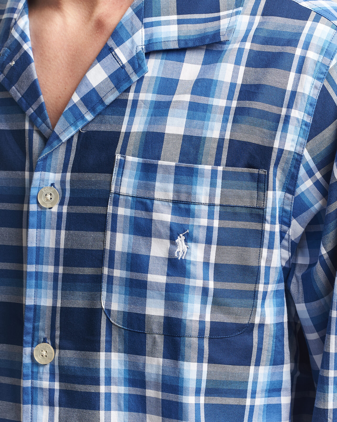 Men | Pyjamas & Robes | Polo Ralph Lauren | Cotton Checked Pyjama Set Blue Multi
