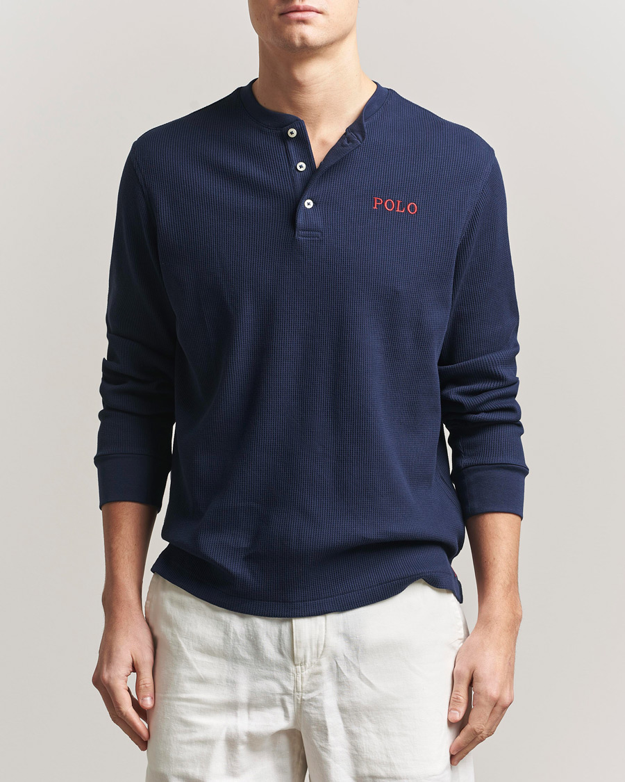 Men | Pyjamas & Robes | Polo Ralph Lauren | Waffle Henley Loungewear Cruise Navy