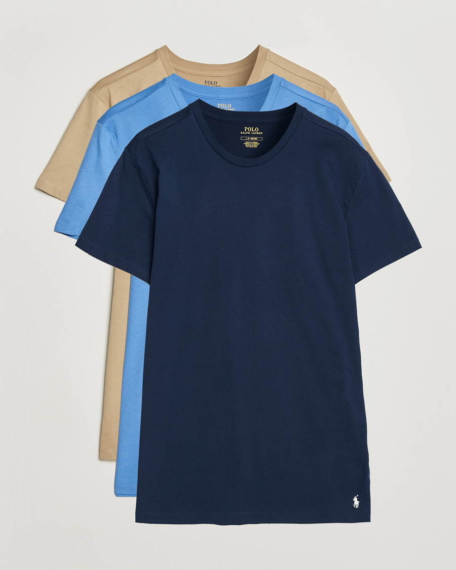Men | T-Shirts | Polo Ralph Lauren | 3-Pack Crew Neck T-Shirt Island/Khaki/Navy