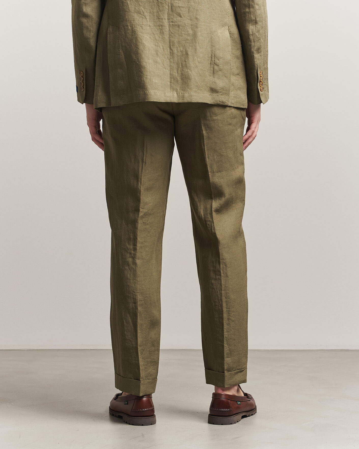 Polo Ralph Lauren Linen Pleated Trousers Basic Olive at CareOfCarl.com
