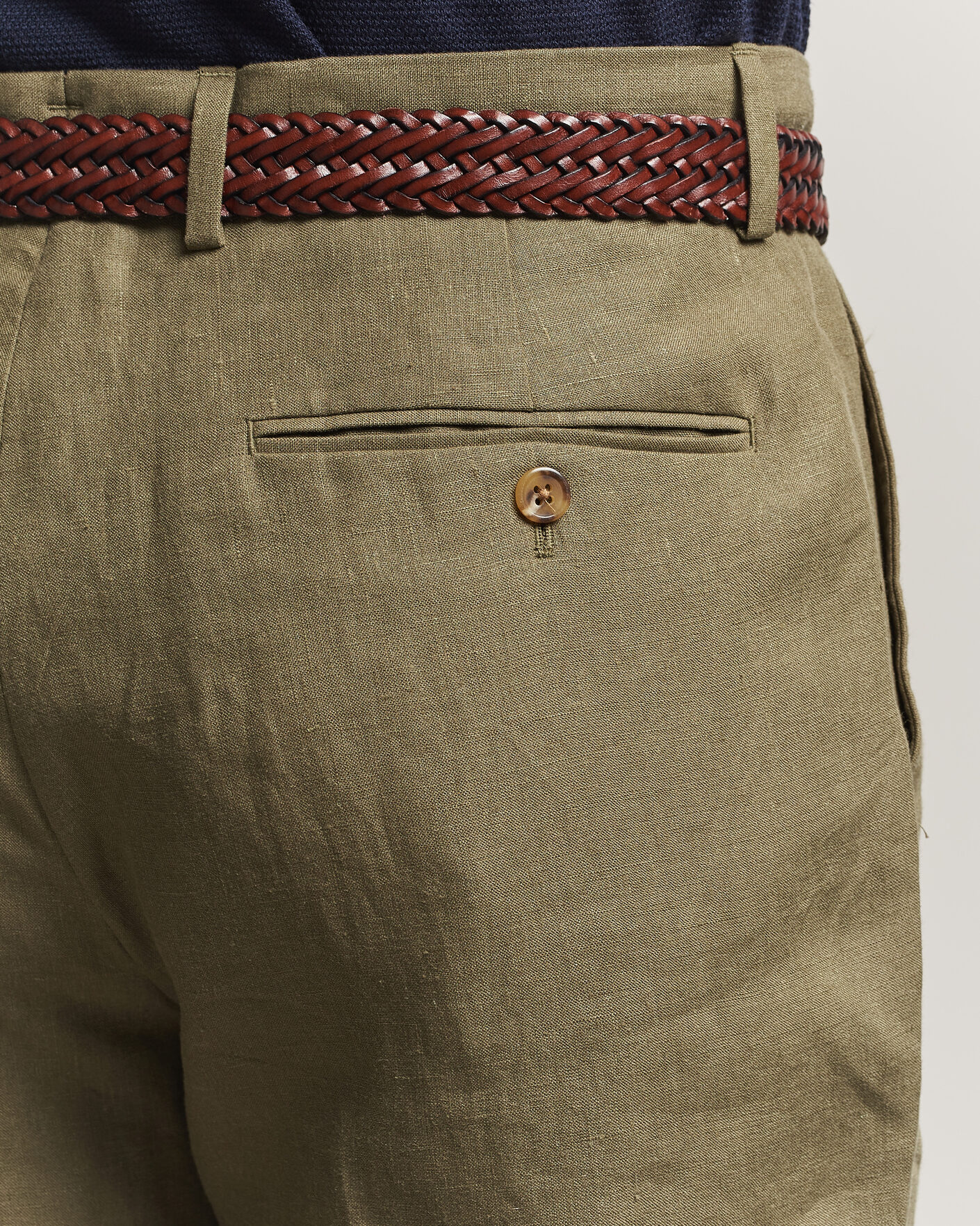 Men | Trousers | Polo Ralph Lauren | Linen Pleated Trousers Basic Olive