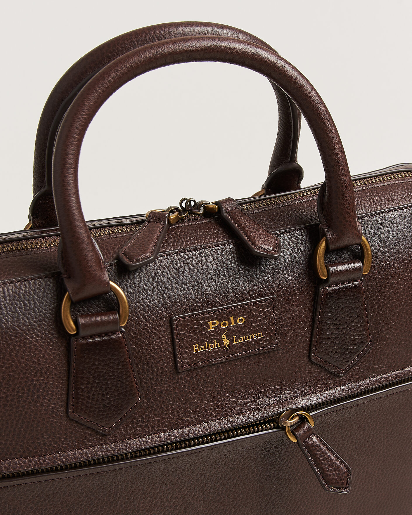 Polo Ralph Lauren Pebble Leather Messenger Bag Dark Brown at