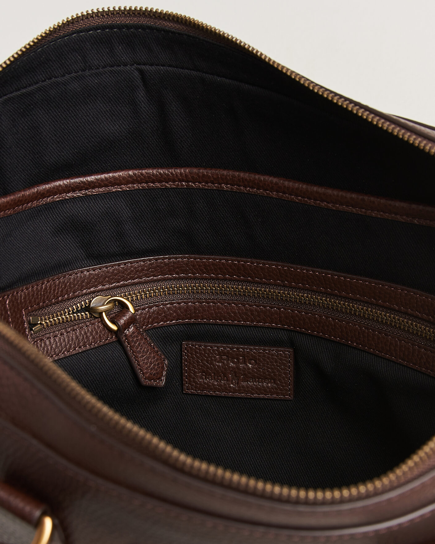 Men | Bags | Polo Ralph Lauren | Pebble Leather Briefcase Dark Brown