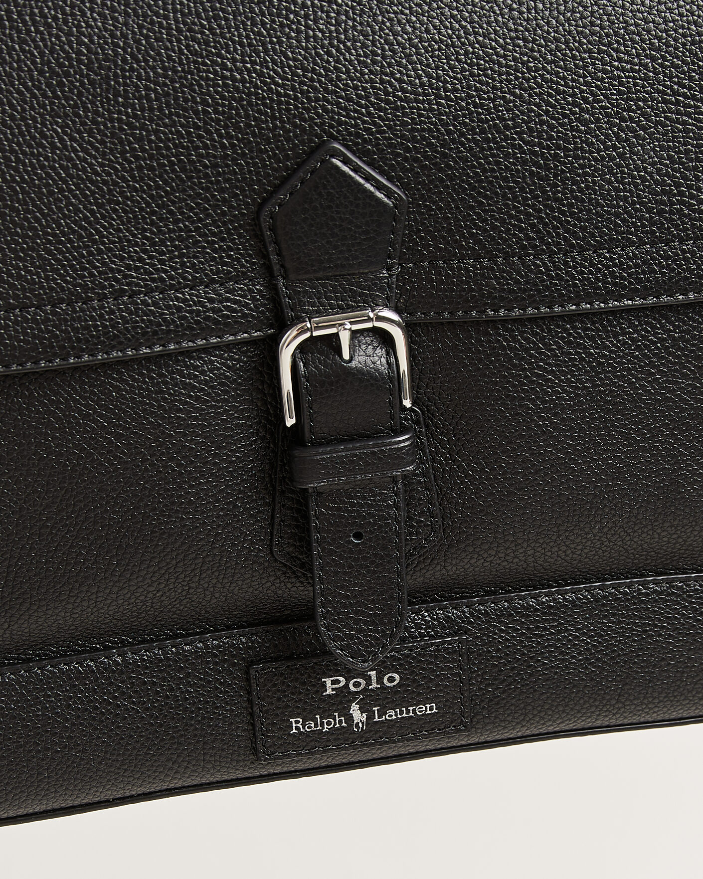 Polo Ralph Lauren Pebble Leather Messenger Bag Black at CareOfCarl.com