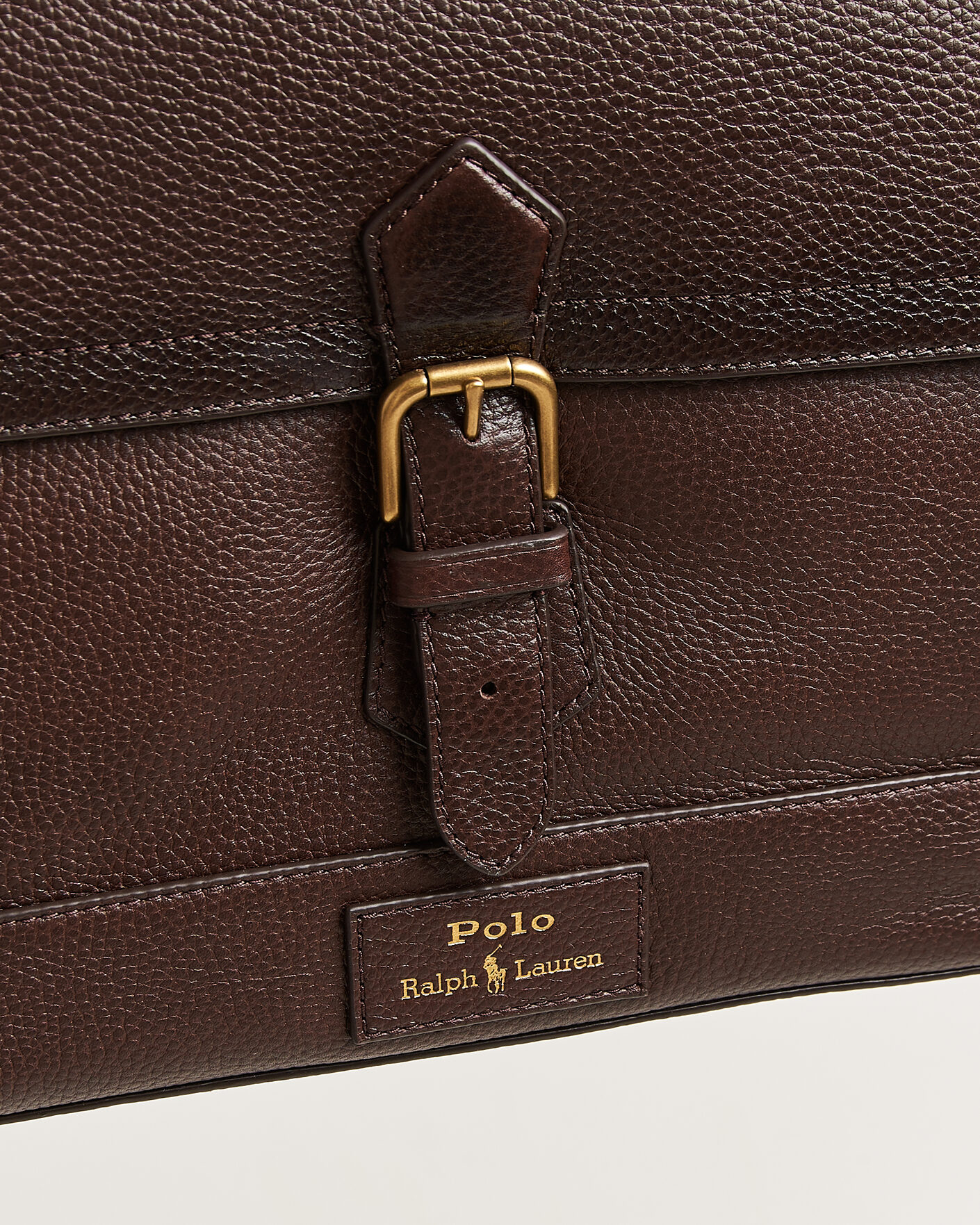Men | Bags | Polo Ralph Lauren | Pebble Leather Messenger Bag Dark Brown
