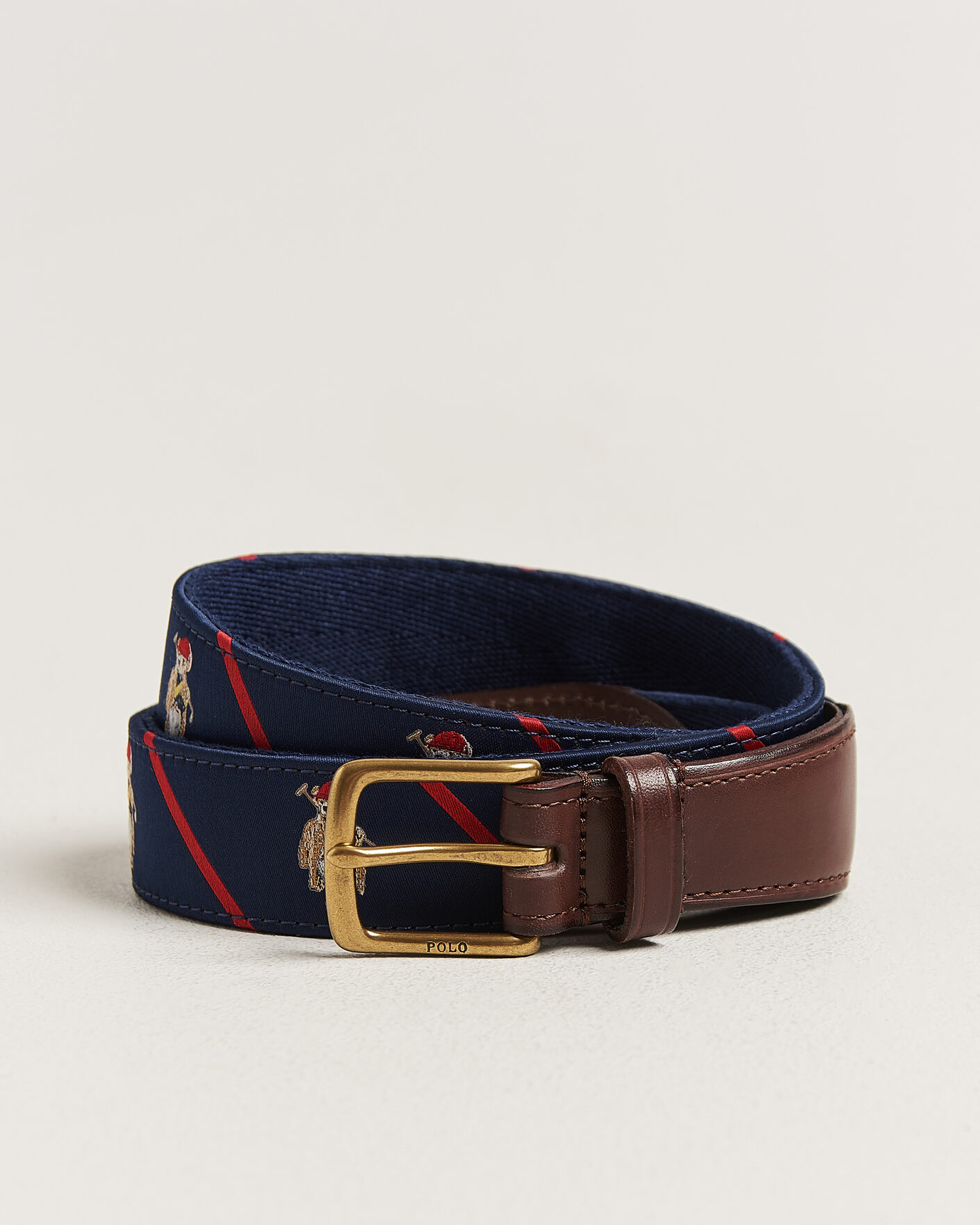 Men | Belts | Polo Ralph Lauren | Leather Bear Belt Navy Multi