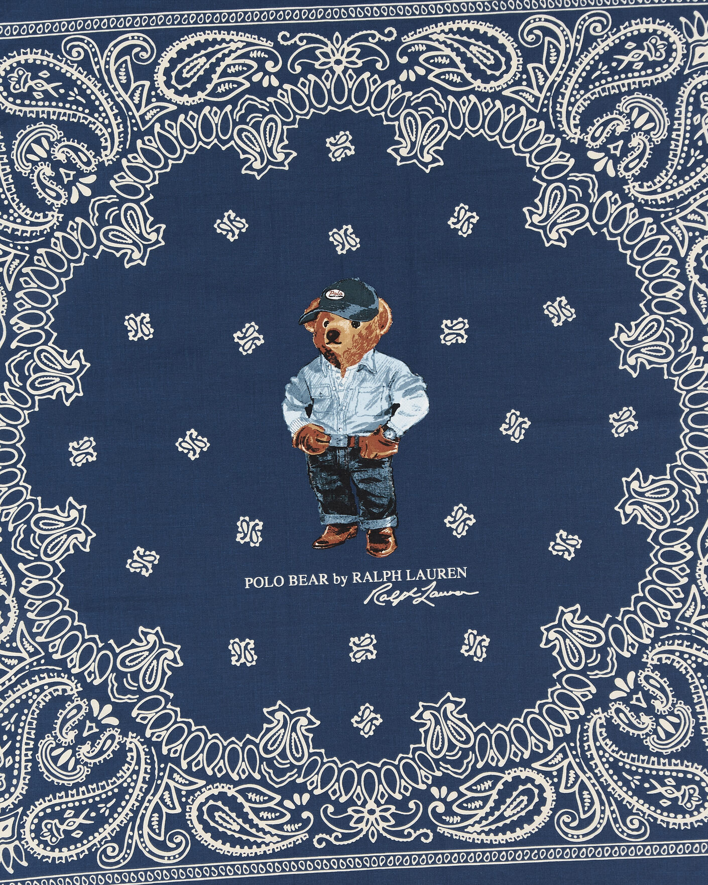 Men | Dress Scarves | Polo Ralph Lauren | Printed Bear Scarf Navy Multi