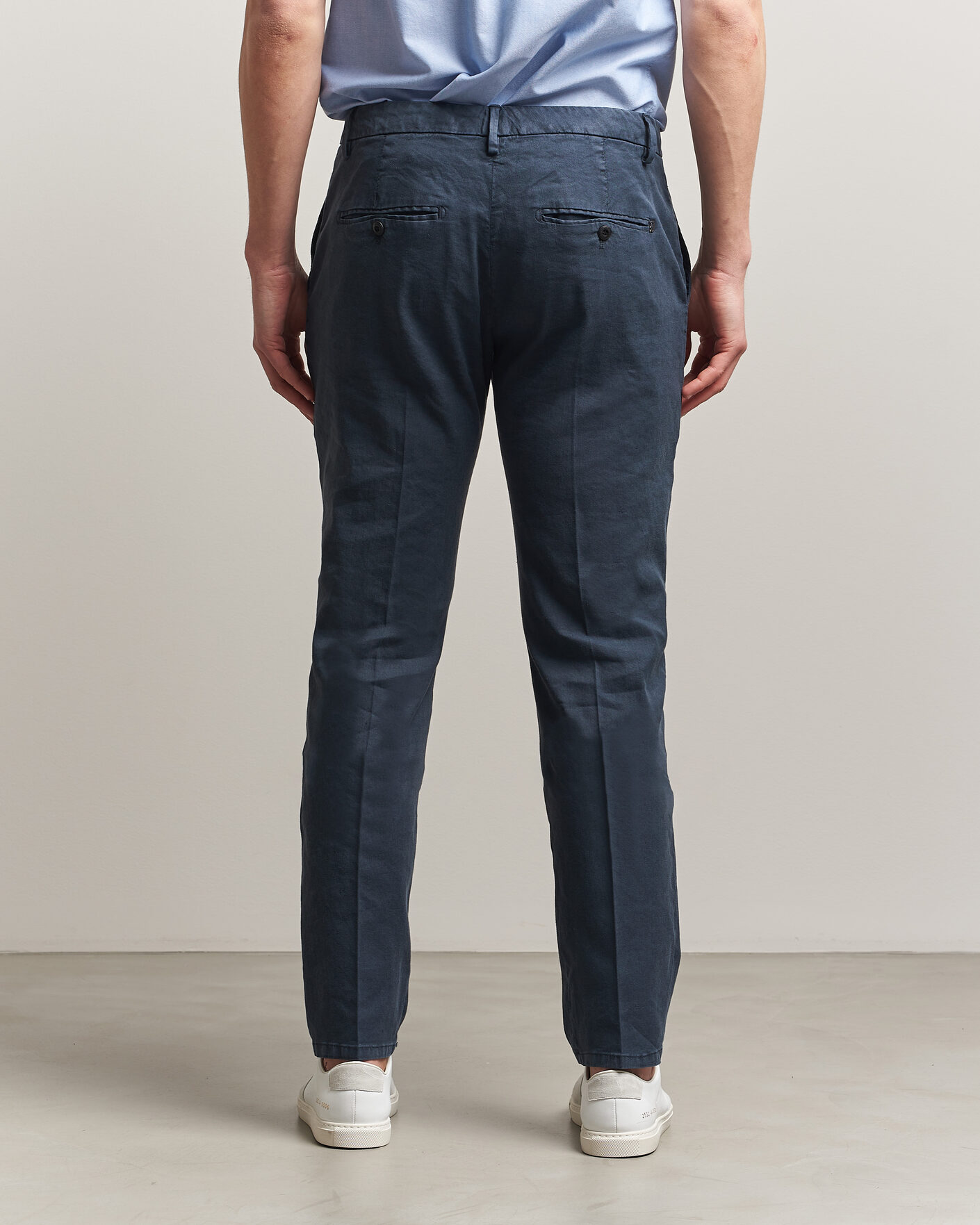Men | Trousers | Dondup | Spiritisimo Linen Stretch Chinos Navy