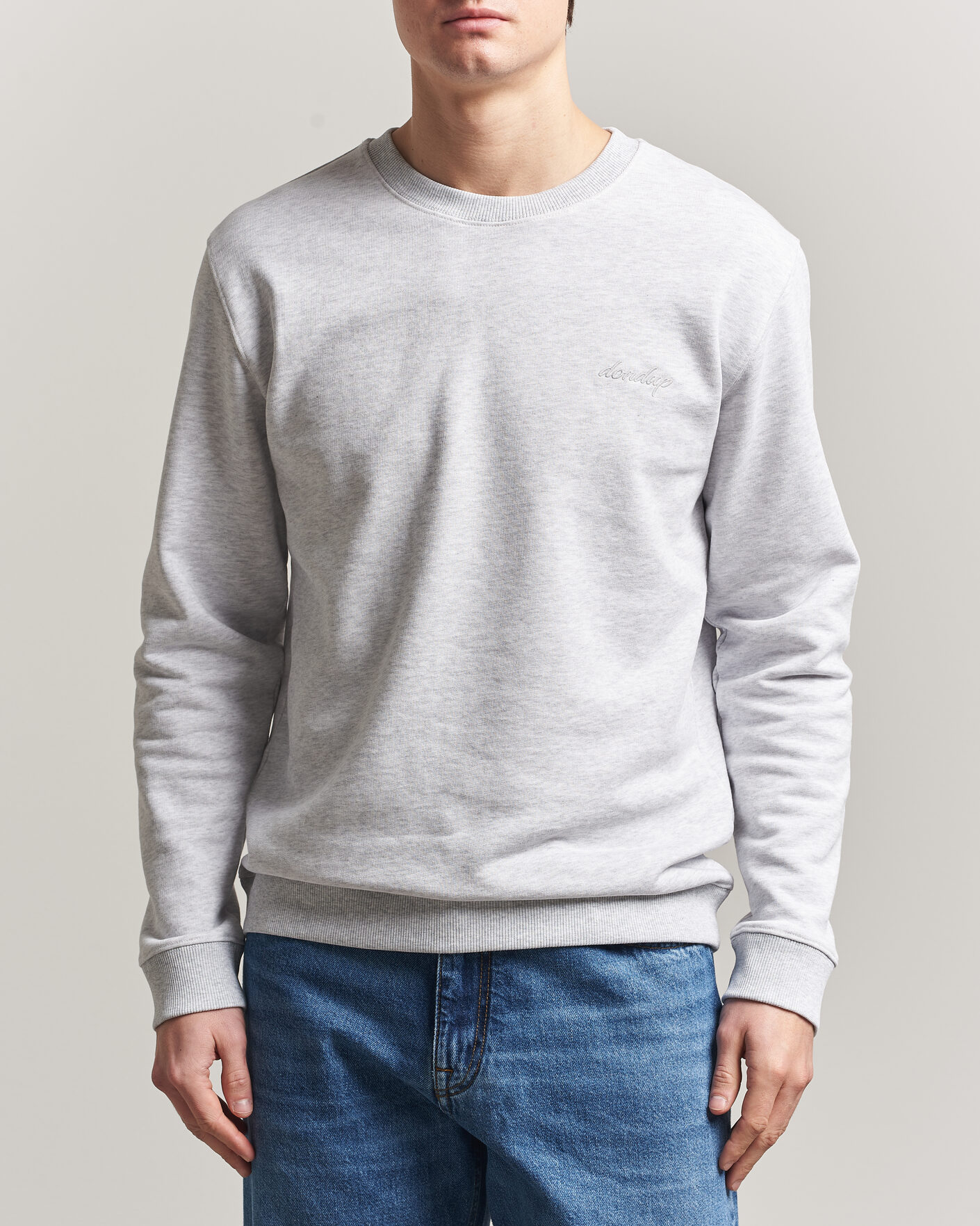 Men | Sweaters & Knitwear | Dondup | Logo Crew Neck Sweatshirt Light Grey Melange