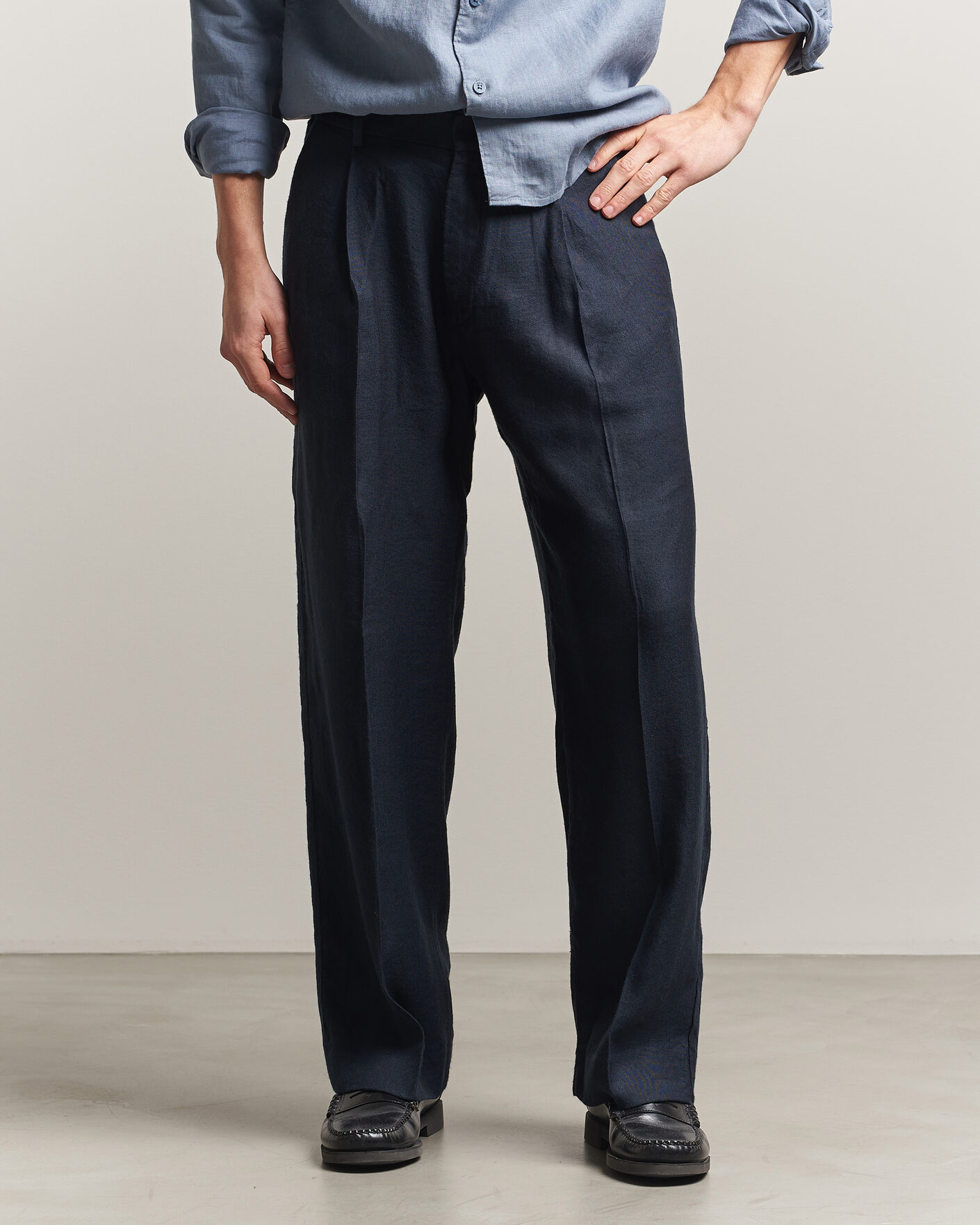 Men | Trousers | NN07 | Kay Linen/Viscose Drawstring Trousers Deep Navy