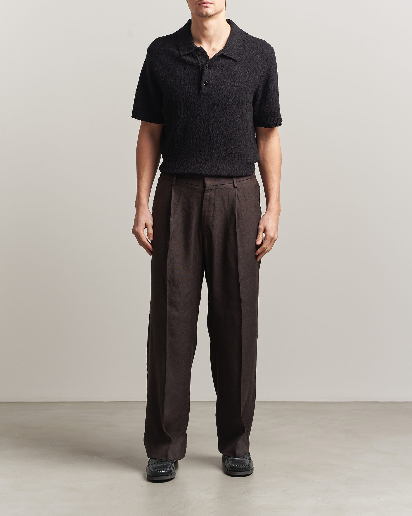 Men | Trousers | NN07 | Kay Linen/Viscose Drawstring Trousers Deep Truffle