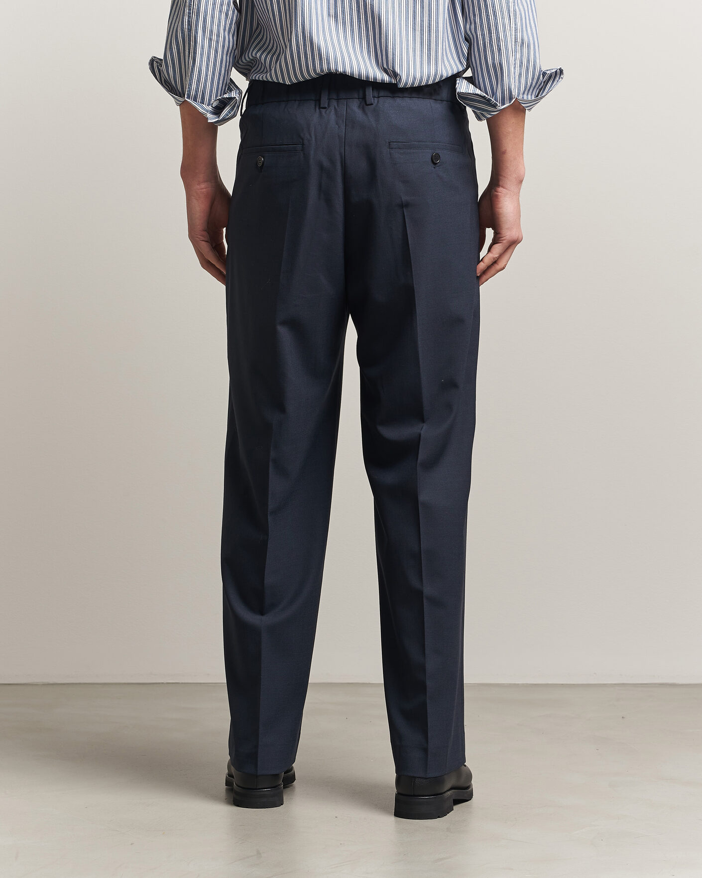 Men | Trousers | NN07 | Kay Summer Wool Drawstring Trousers Deep Navy