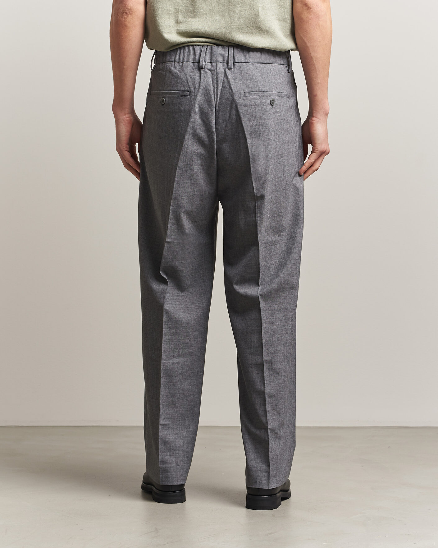 Men | Trousers | NN07 | Kay Summer Wool Drawstring Trousers Light Grey Melange