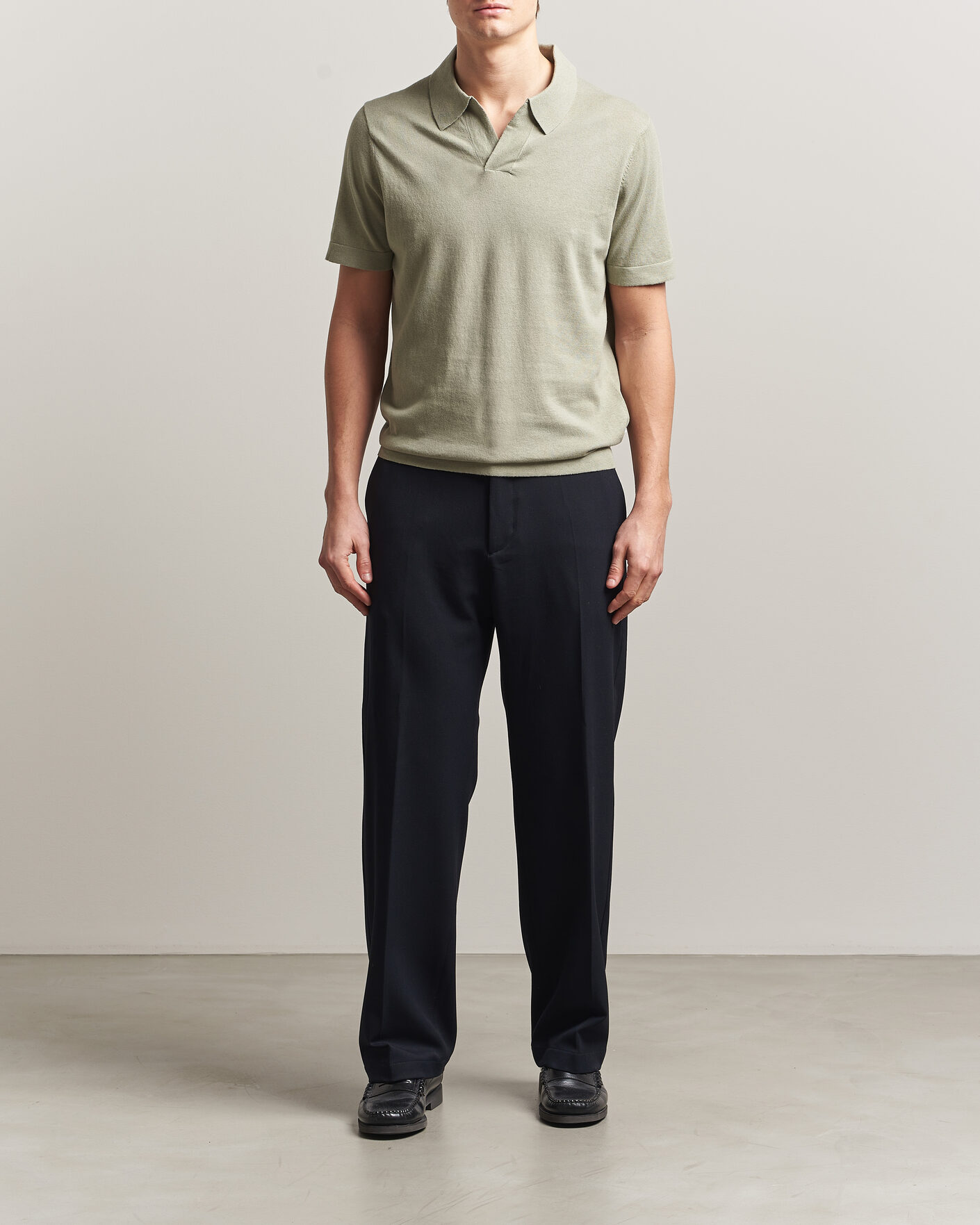 Men | Polo Shirts | NN07 | Ryan Cotton/Linen Polo Sage Green