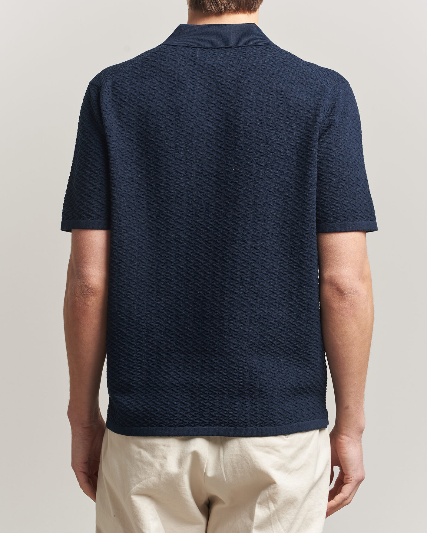 Men | Polo Shirts | NN07 | Paul Structured Knitted Polo Navy Blue