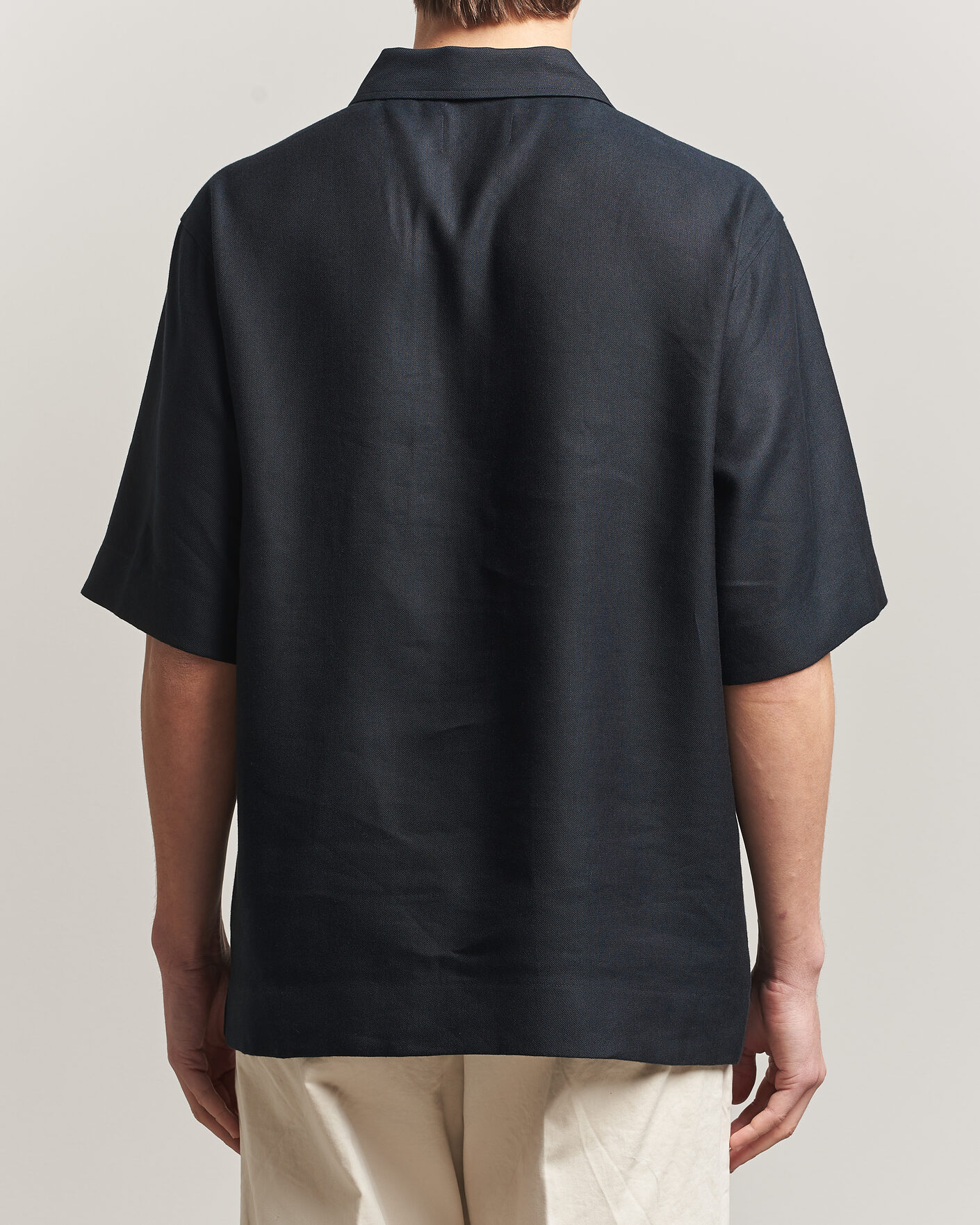 Men | Polo Shirts | NN07 | Bruno Linen/Viscose Half Zip Polo Black