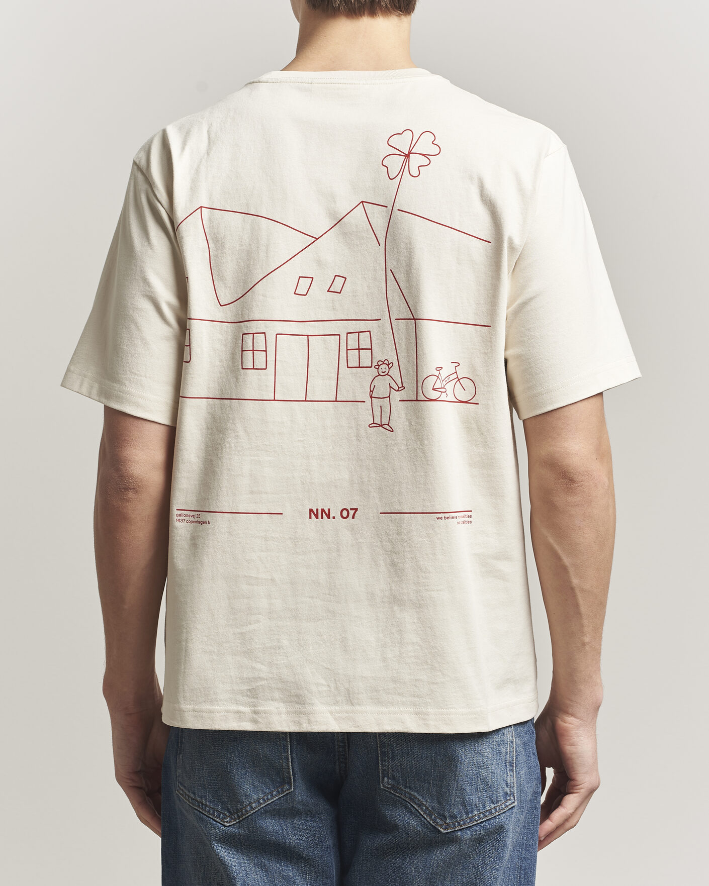 Men | T-Shirts | NN07 | Jett Washed Printed Crew Neck T-Shirt Ivory