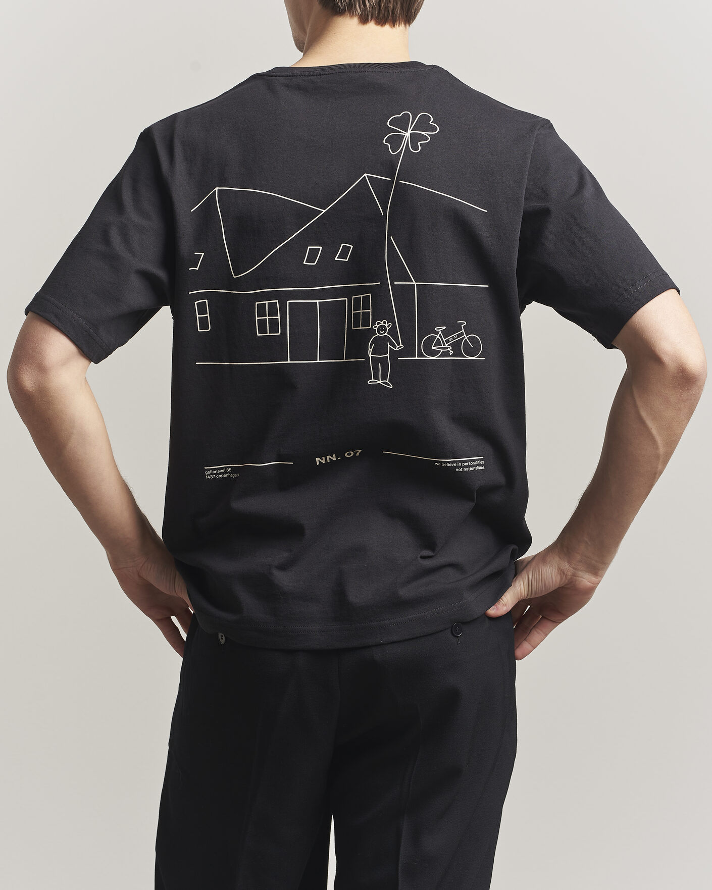 Men | T-Shirts | NN07 | Jett Washed Printed Crew Neck T-Shirt Black