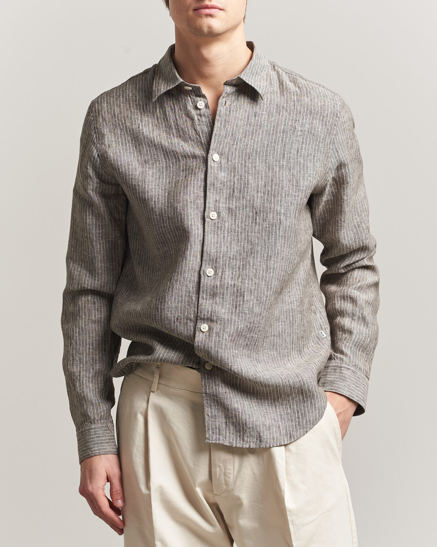 Men | Shirts | NN07 | Enzo Linen Shirt Clay Stripe