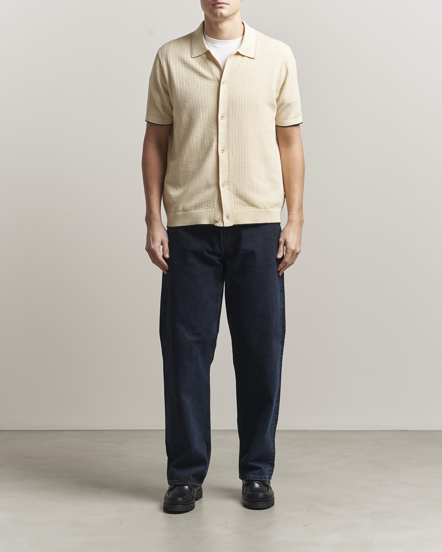 Men | Shirts | NN07 | Nalo Knitted Short Sleeve Shirt Ivory