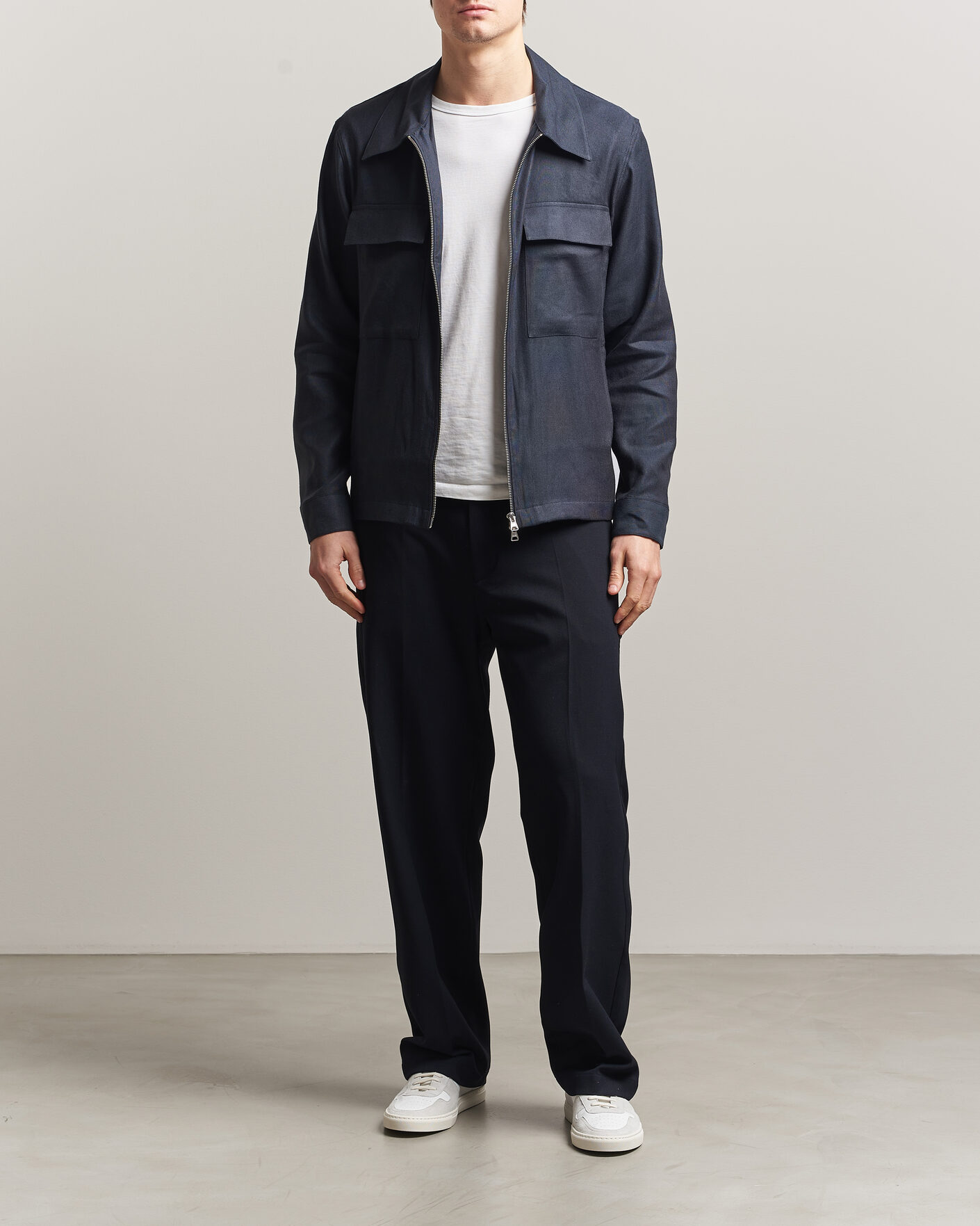 Men | Shirts | NN07 | Alban Linen/Viscose Overshirt Deep Navy