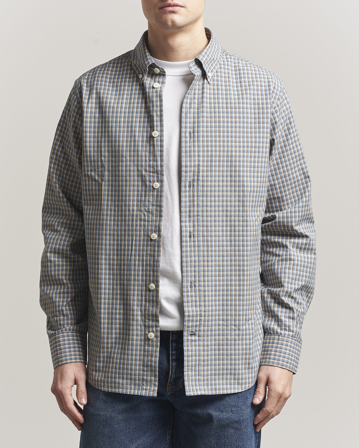 Men | Shirts | NN07 | Colby Brushed Cotton Shirt Blue Check