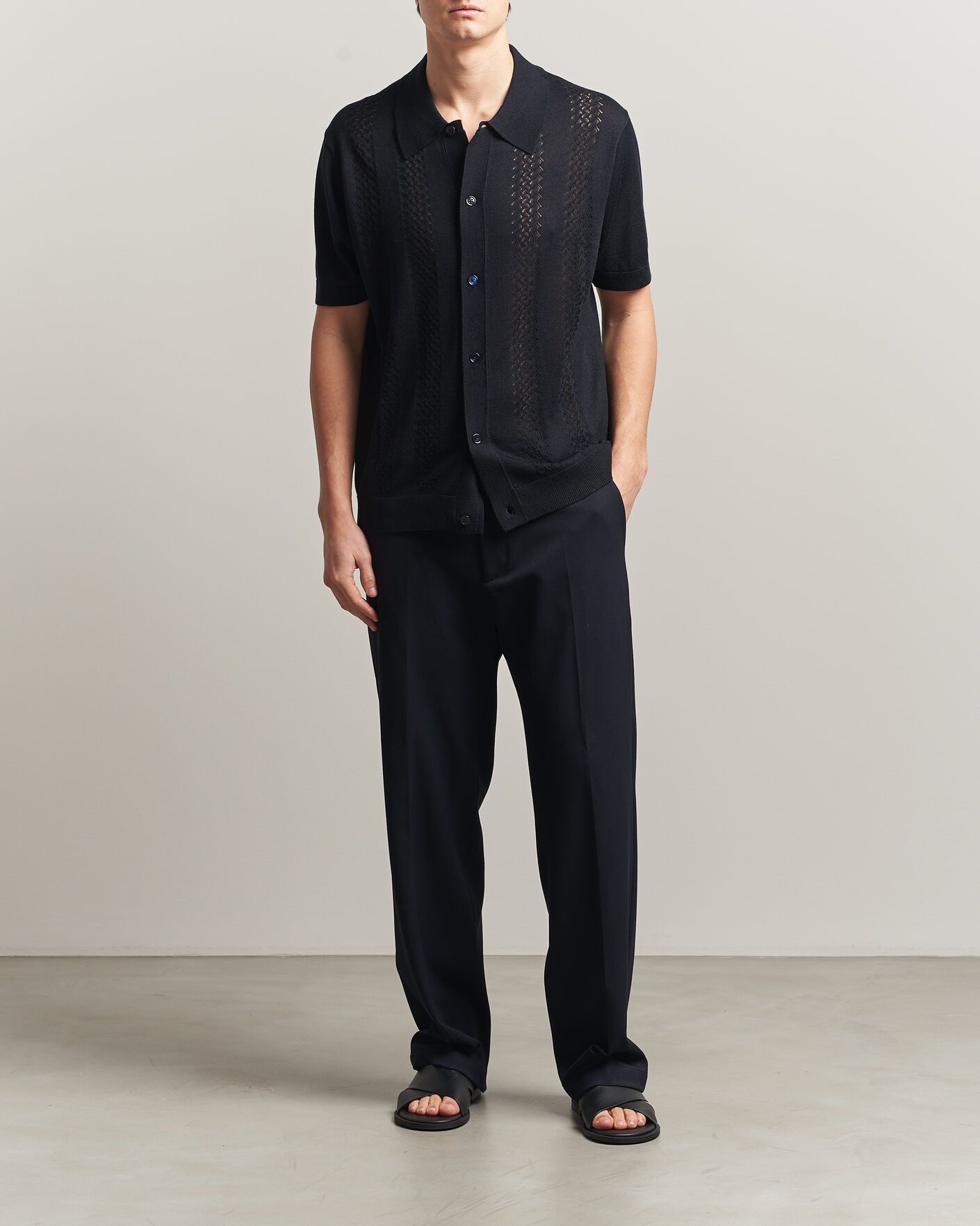 Men | Shirts | NN07 | Thor Knitted Short Sleeve Shirt Deep Navy