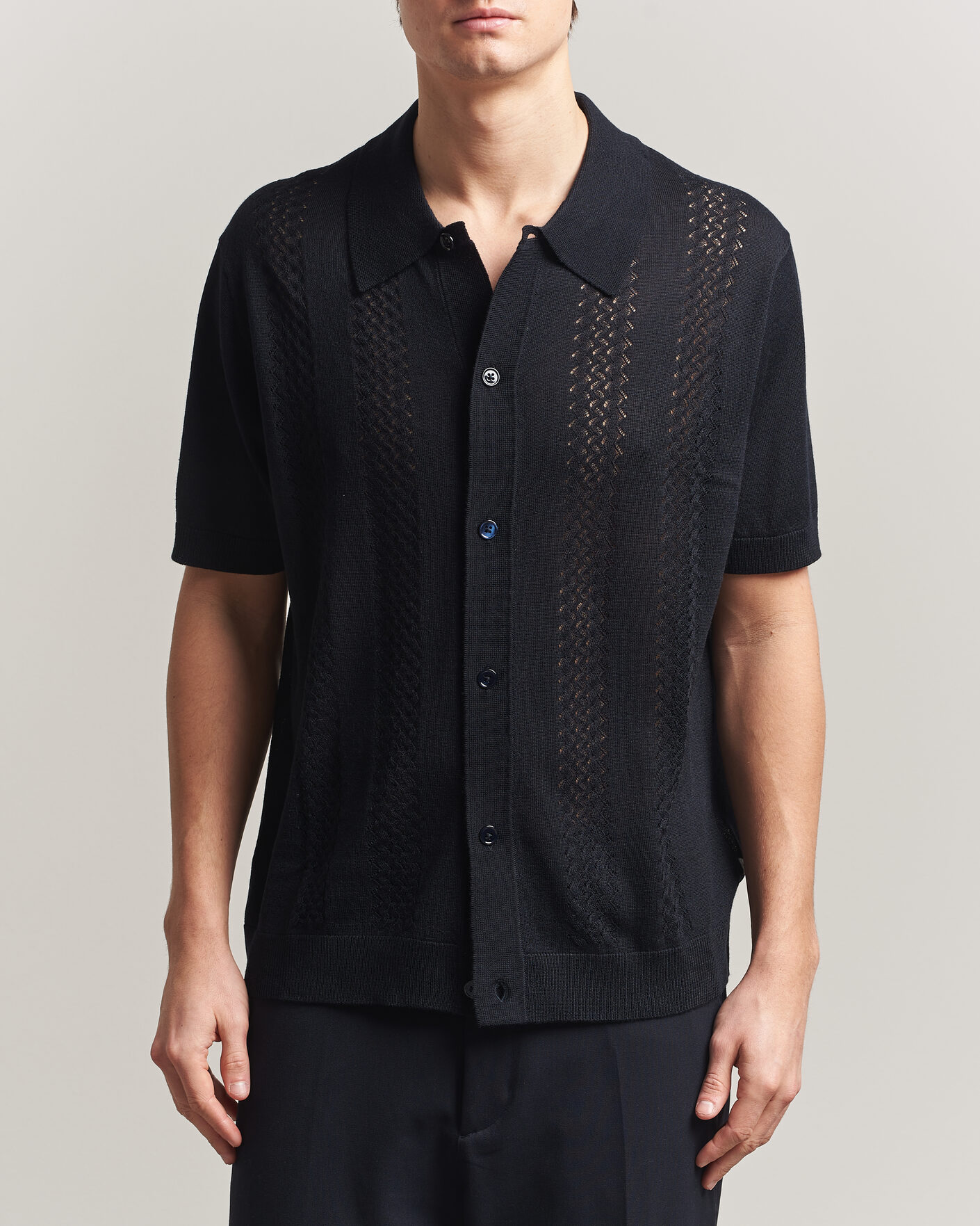 Men | Shirts | NN07 | Thor Knitted Short Sleeve Shirt Deep Navy