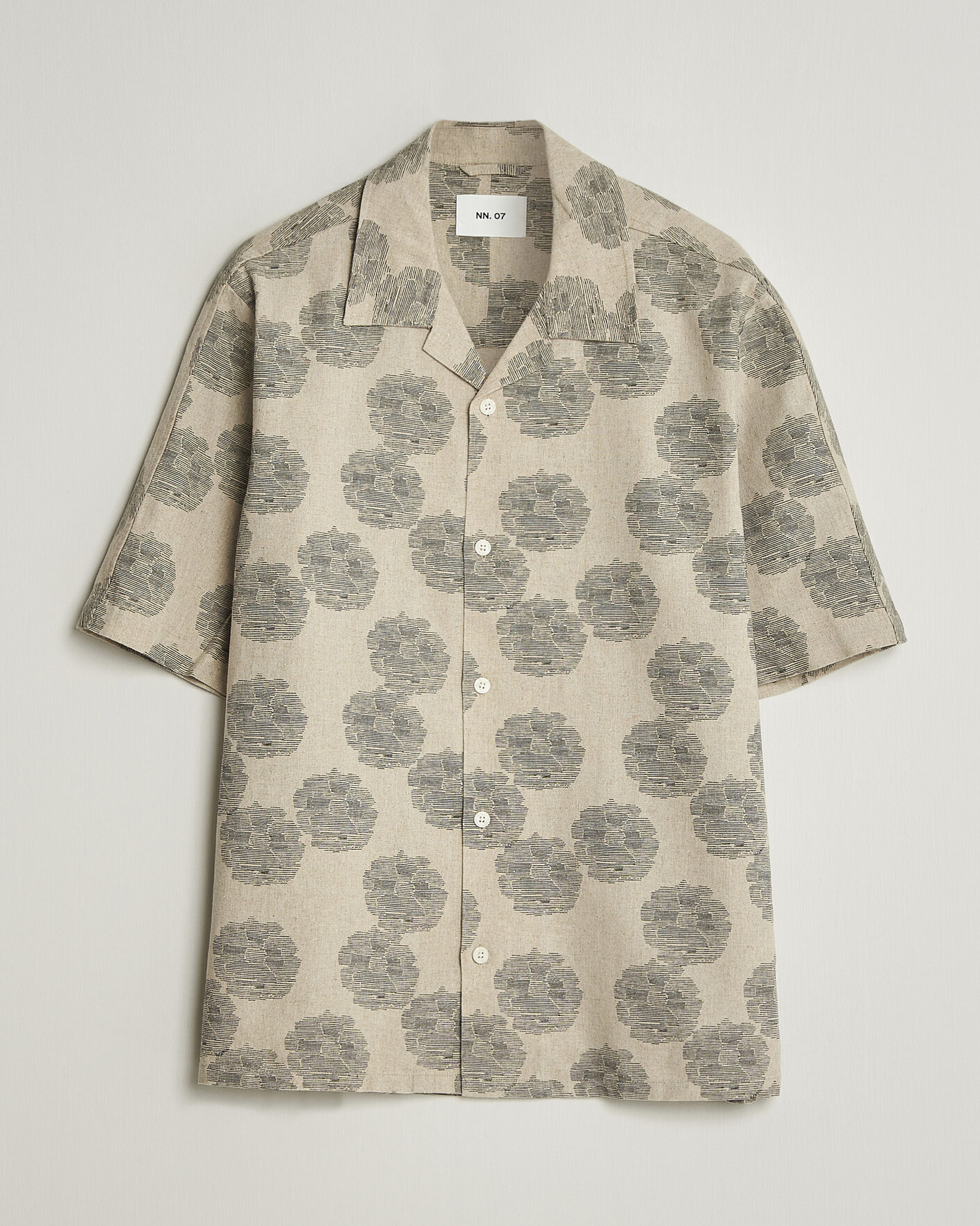 Men | Shirts | NN07 | Ole Printed Short Sleeve Shirt Oatmeal