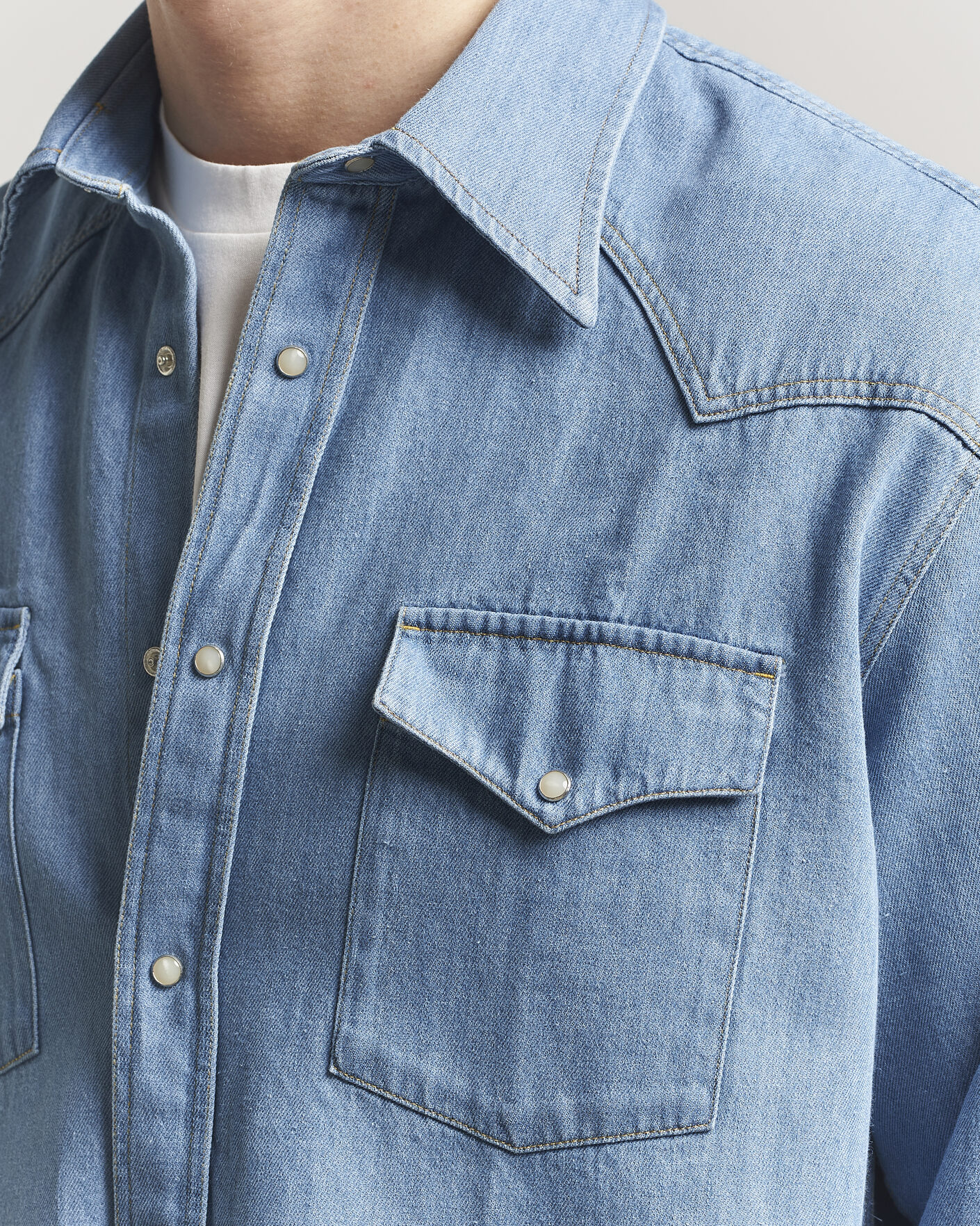 Men | Shirts | NN07 | Ricky Western Denim Shirt Light Indigo