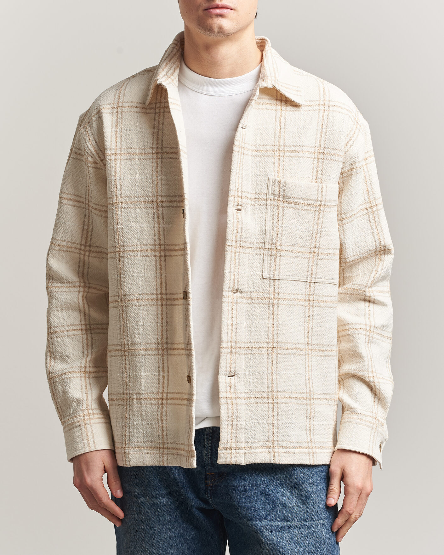 Men | Shirts | NN07 | Adwin Checked Overshirt Ivory