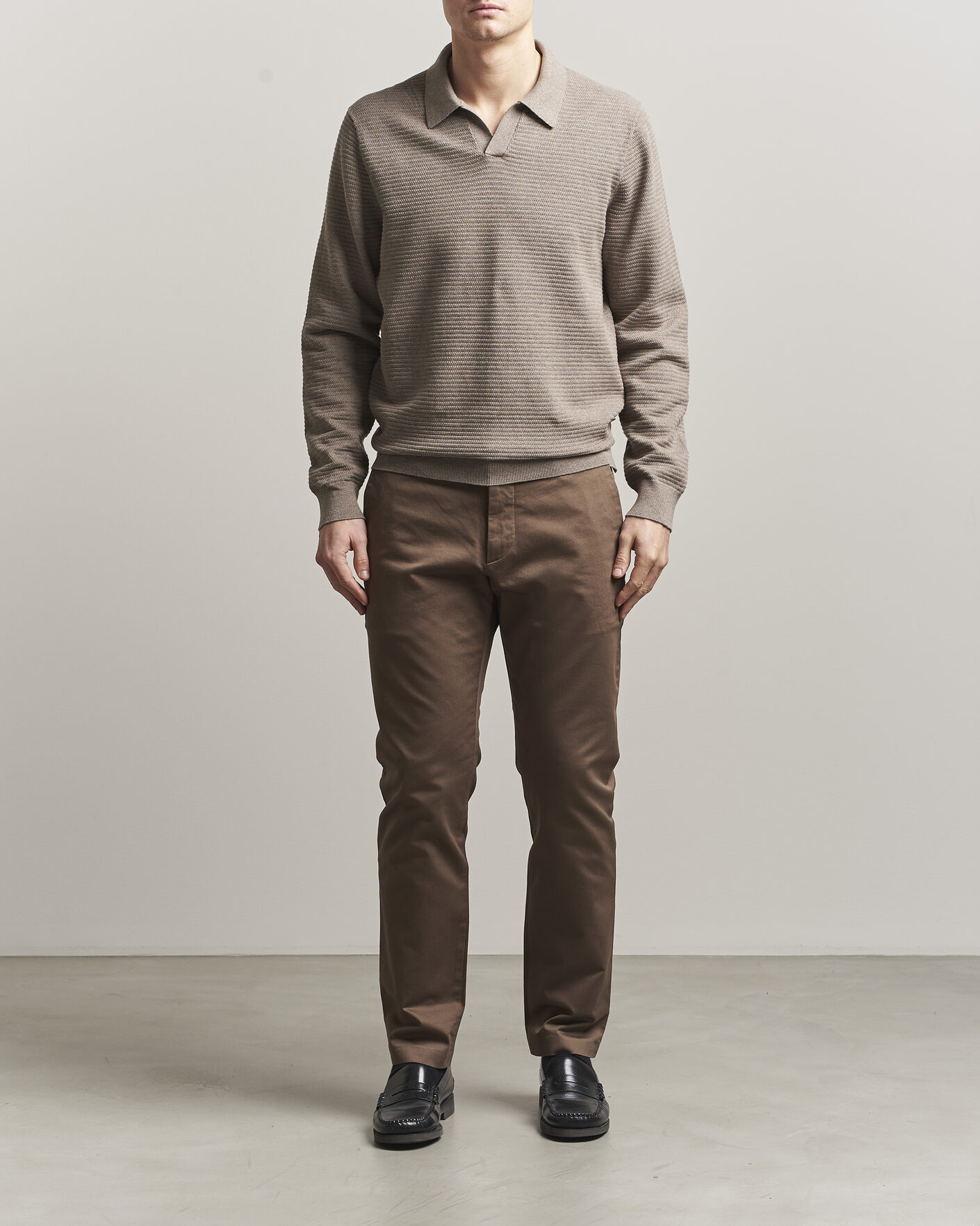 Men | Sweaters & Knitwear | NN07 | Paul Knitted Long Sleeve Polo Mable Husk