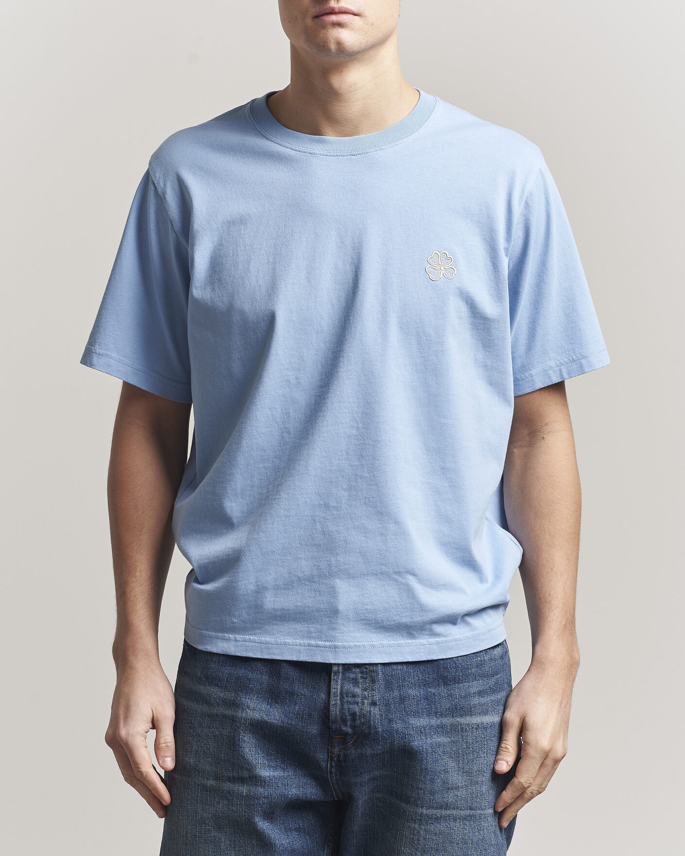 Men | T-Shirts | NN07 | Jett Embroidered Crew Neck T-Shirt Cerulian Blue