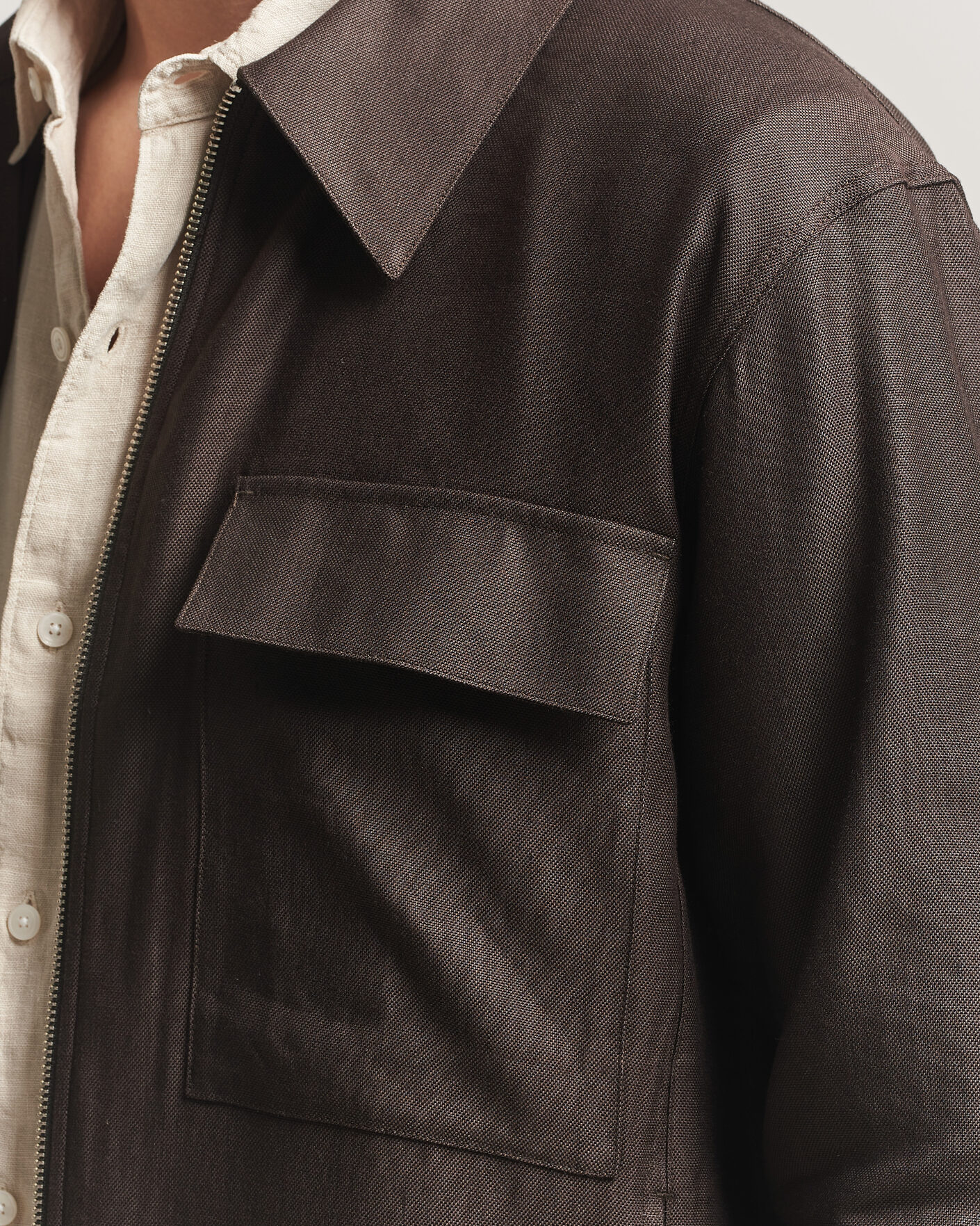Men | Shirts | NN07 | Alban Linen/Viscose Overshirt Deep Truffle