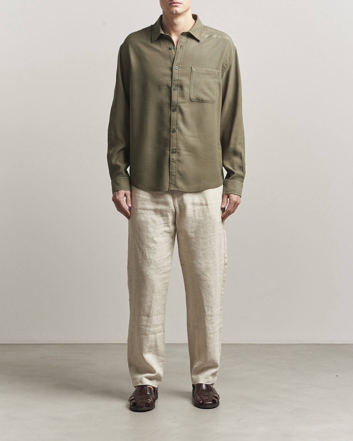 NN07 Deon Tencel Shirt Capers Green at CareOfCarl.com