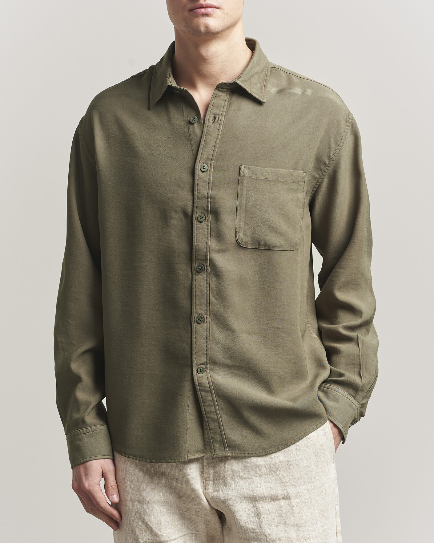 Men | Shirts | NN07 | Deon Tencel Shirt Capers Green
