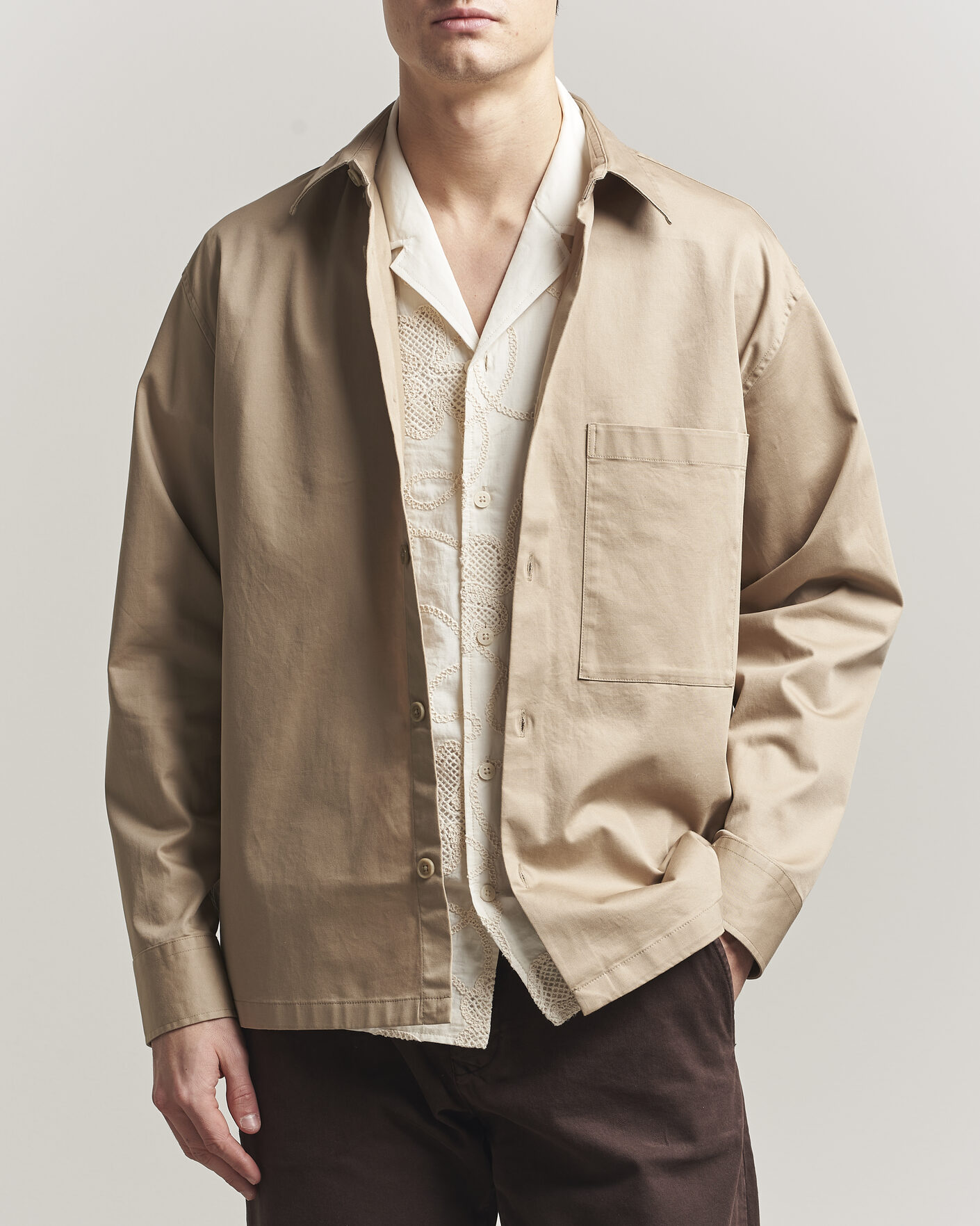 Men | Shirts | NN07 | Freddy Cotton Overshirt Desert Khaki