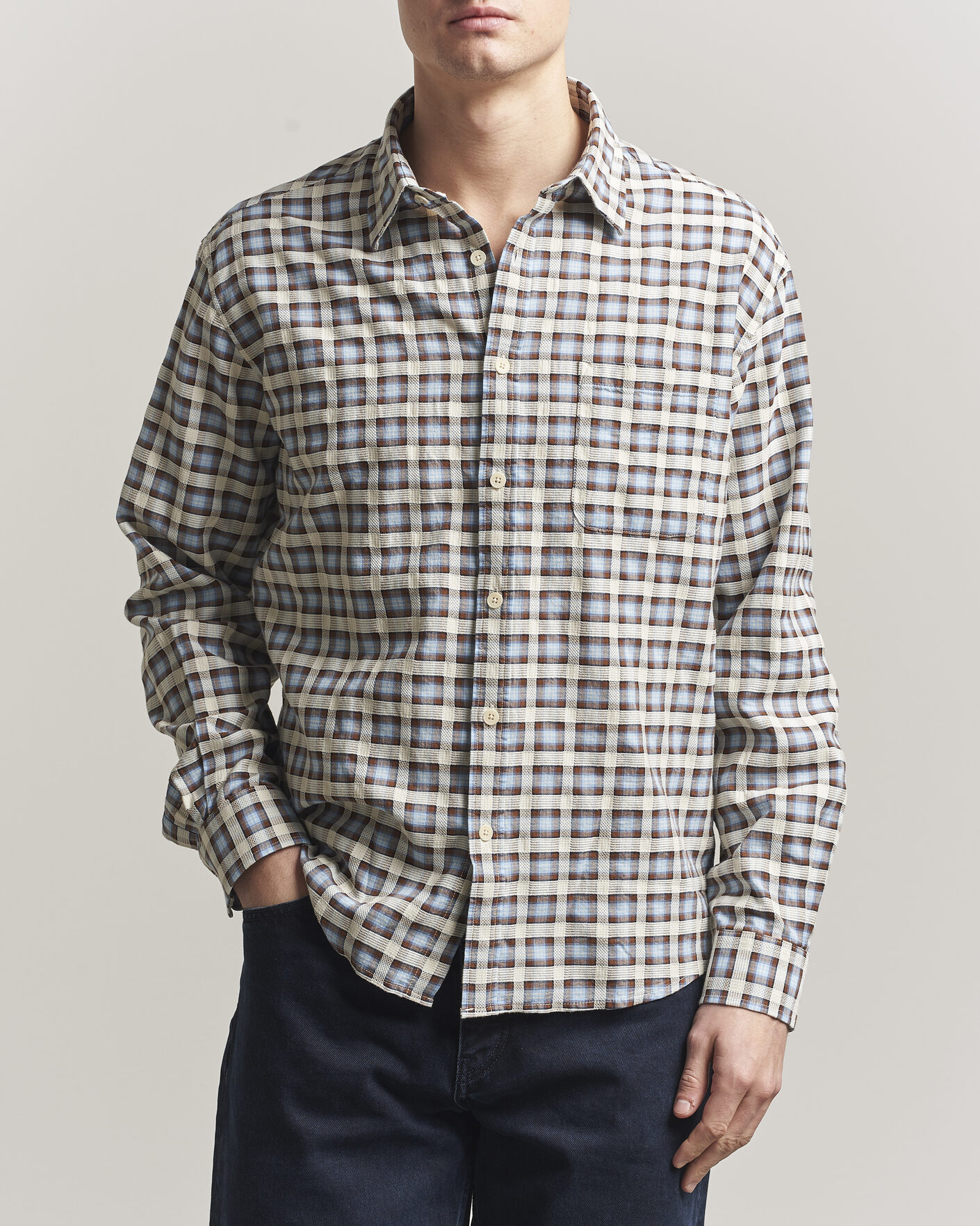 Men | Shirts | NN07 | Deon Checked Shirt Blue