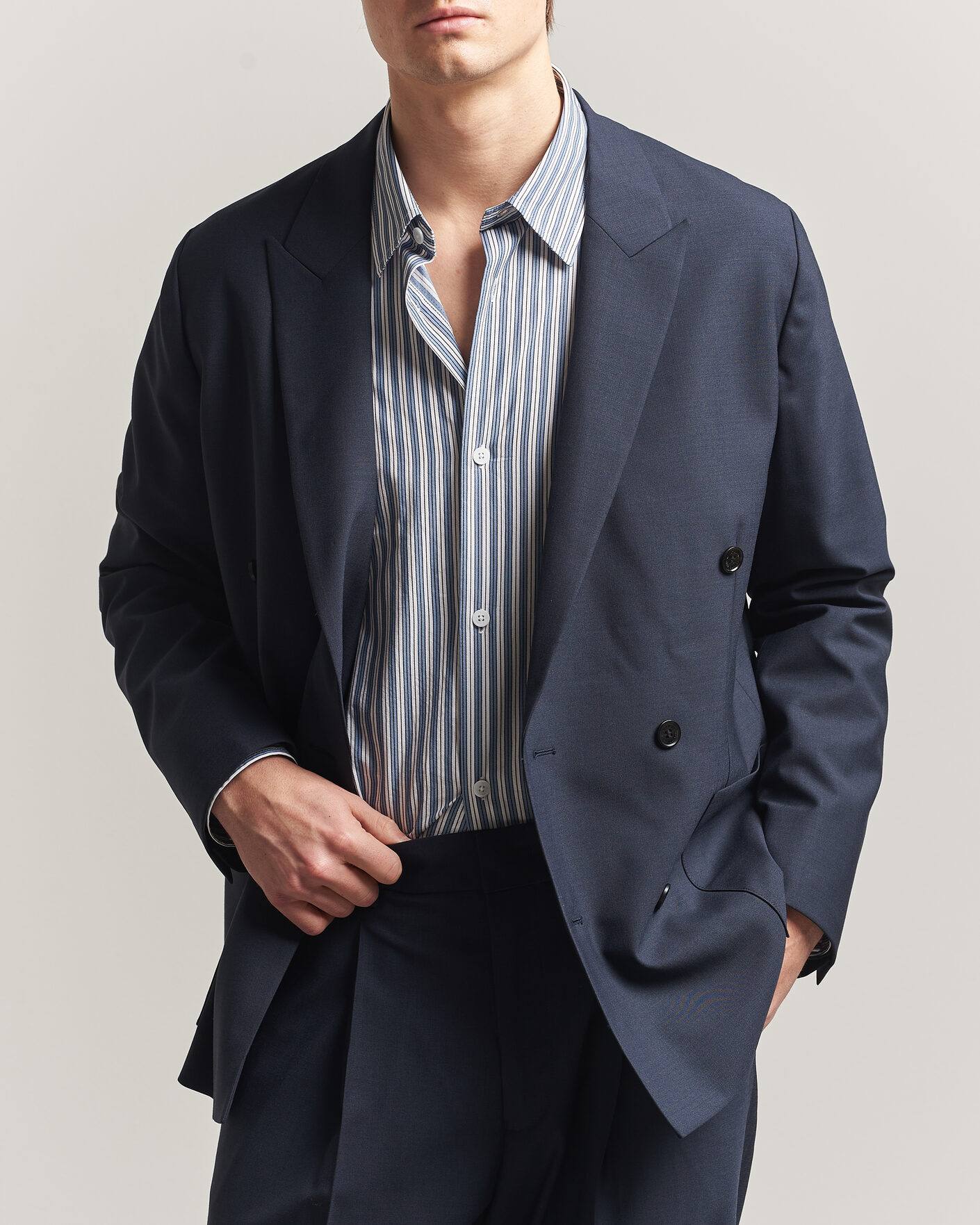 Men | Blazers | NN07 | Jordin Summer Wool Double Breasted Blazer Deep Navy