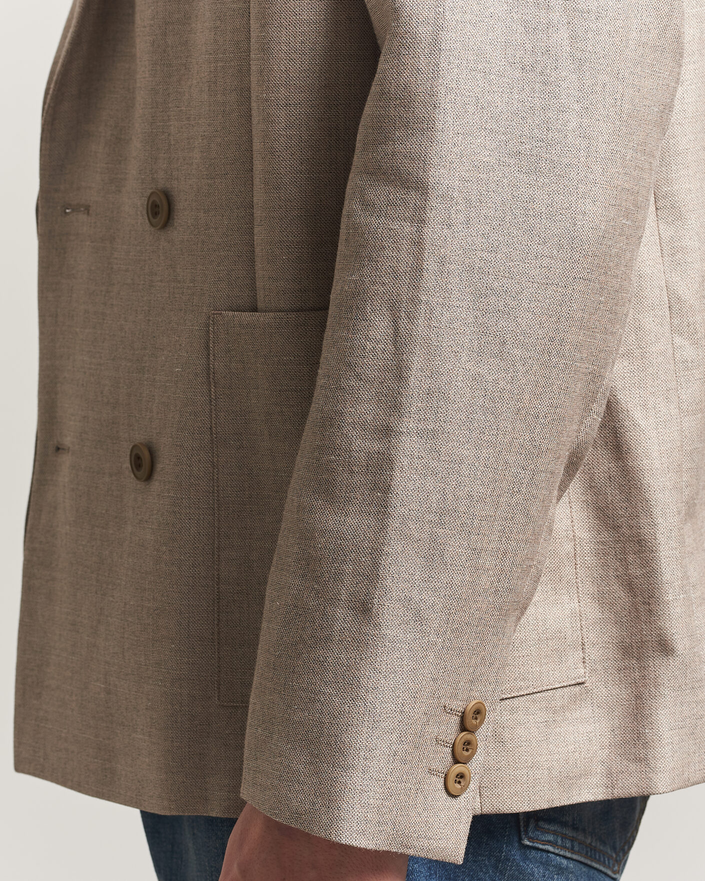 Men | Blazers | NN07 | Jordin Linen/Wool Double Breasted Blazer Khaki Melange