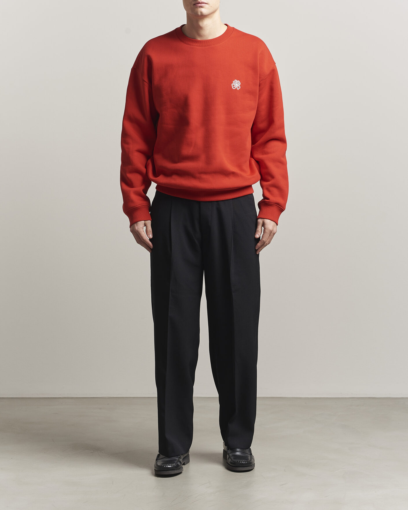 Men | Sweaters & Knitwear | NN07 | David Embroidered Crew Neck Sweatshirt Chili Red