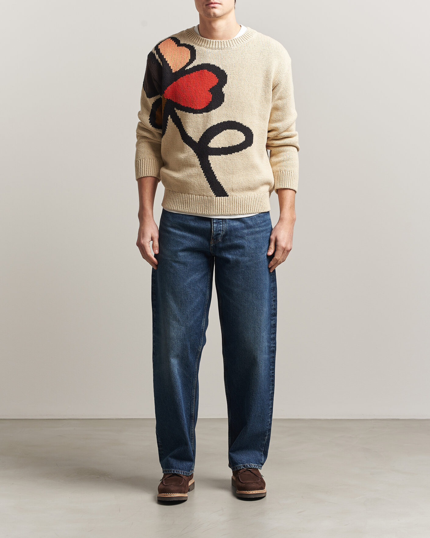 Men | Sweaters & Knitwear | NN07 | Todd Printed Flower Sweater Ecru Multi