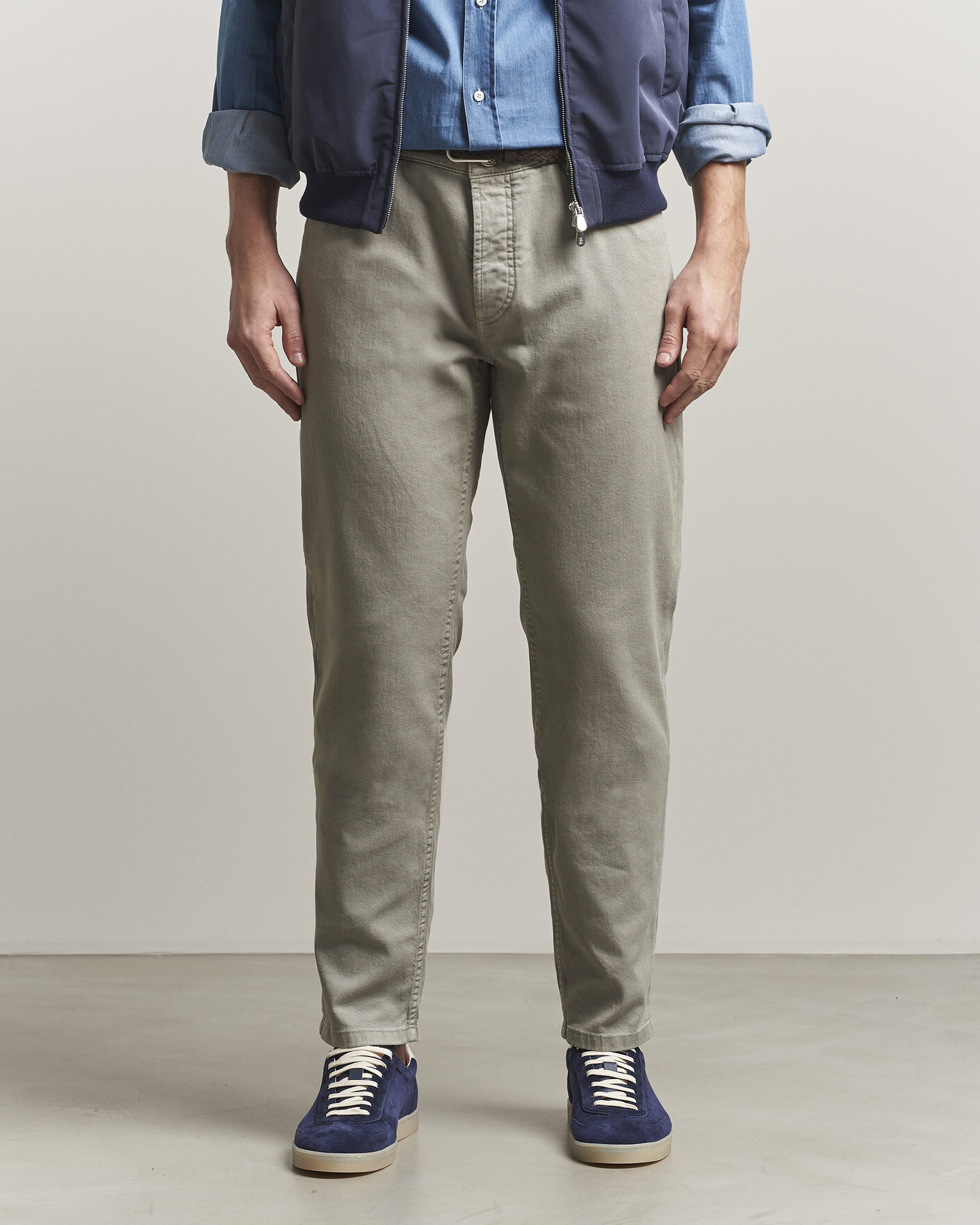 Men | Trousers | Brunello Cucinelli | Traditional Fit Bull Denim Pants Olive
