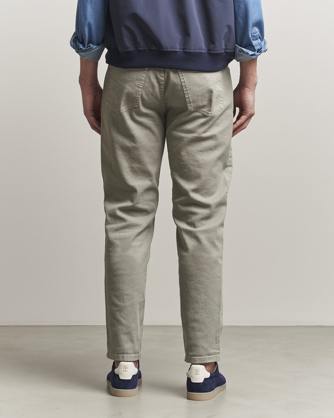 Men | Trousers | Brunello Cucinelli | Traditional Fit Bull Denim Pants Olive