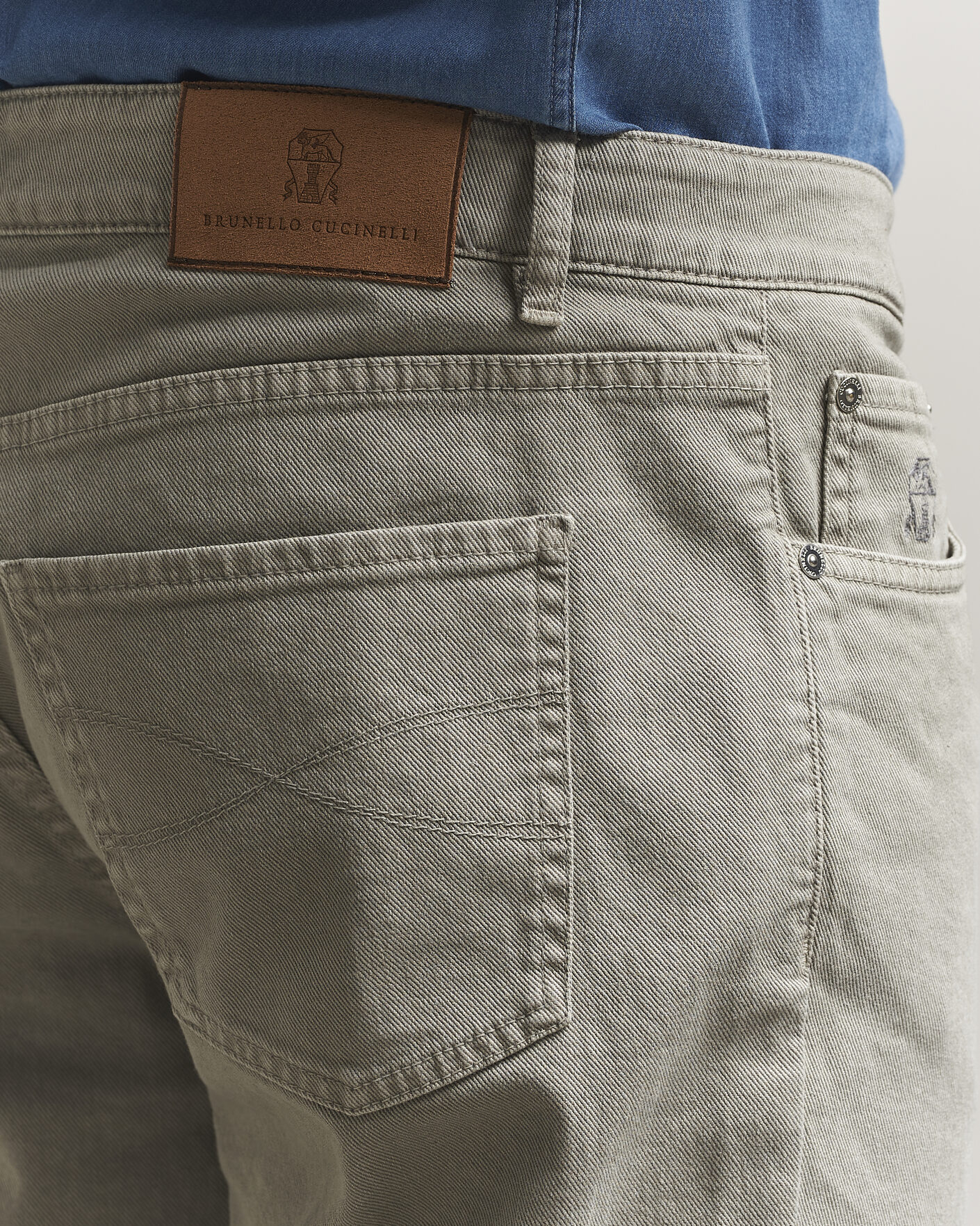 Men | Trousers | Brunello Cucinelli | Traditional Fit Bull Denim Pants Olive