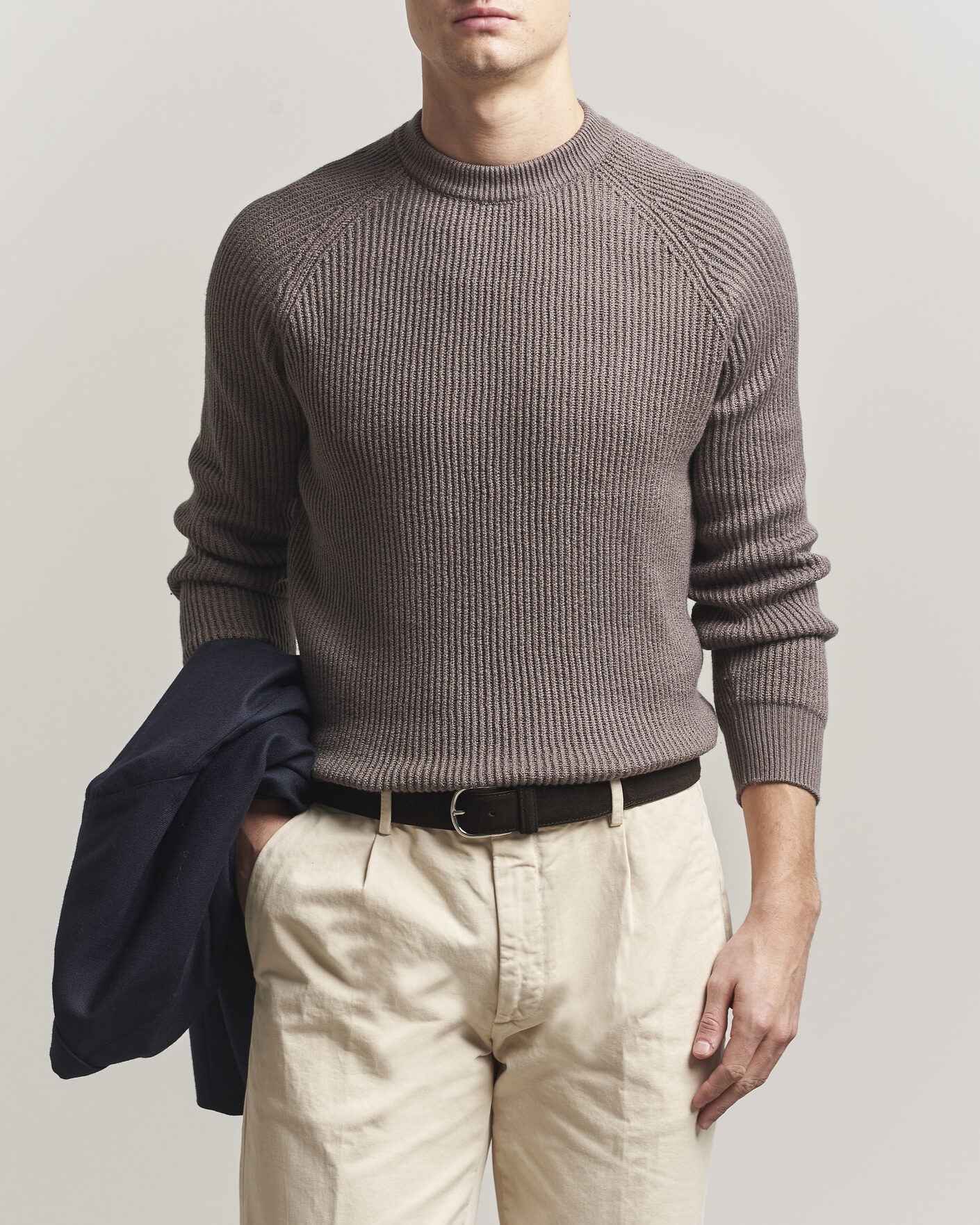 Brunello Cucinelli Heavy Cotton Rib Sweater Light Brown at