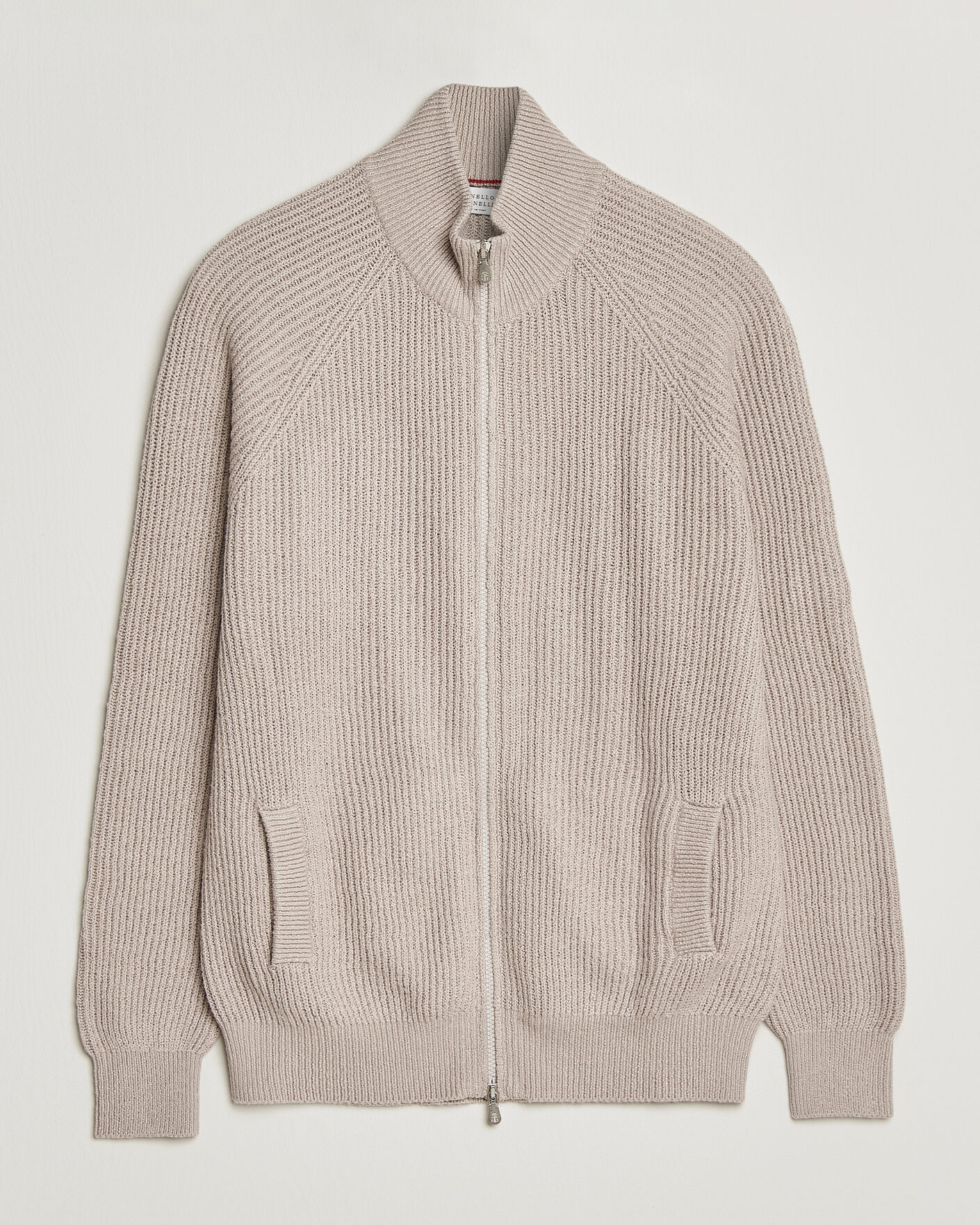 BRUNELLO CUCINELLI コットンカシミヤ混 カーディガン 50 Brunello Cucinelli Heavy Cotton Rib Zip Cardigan Beige at