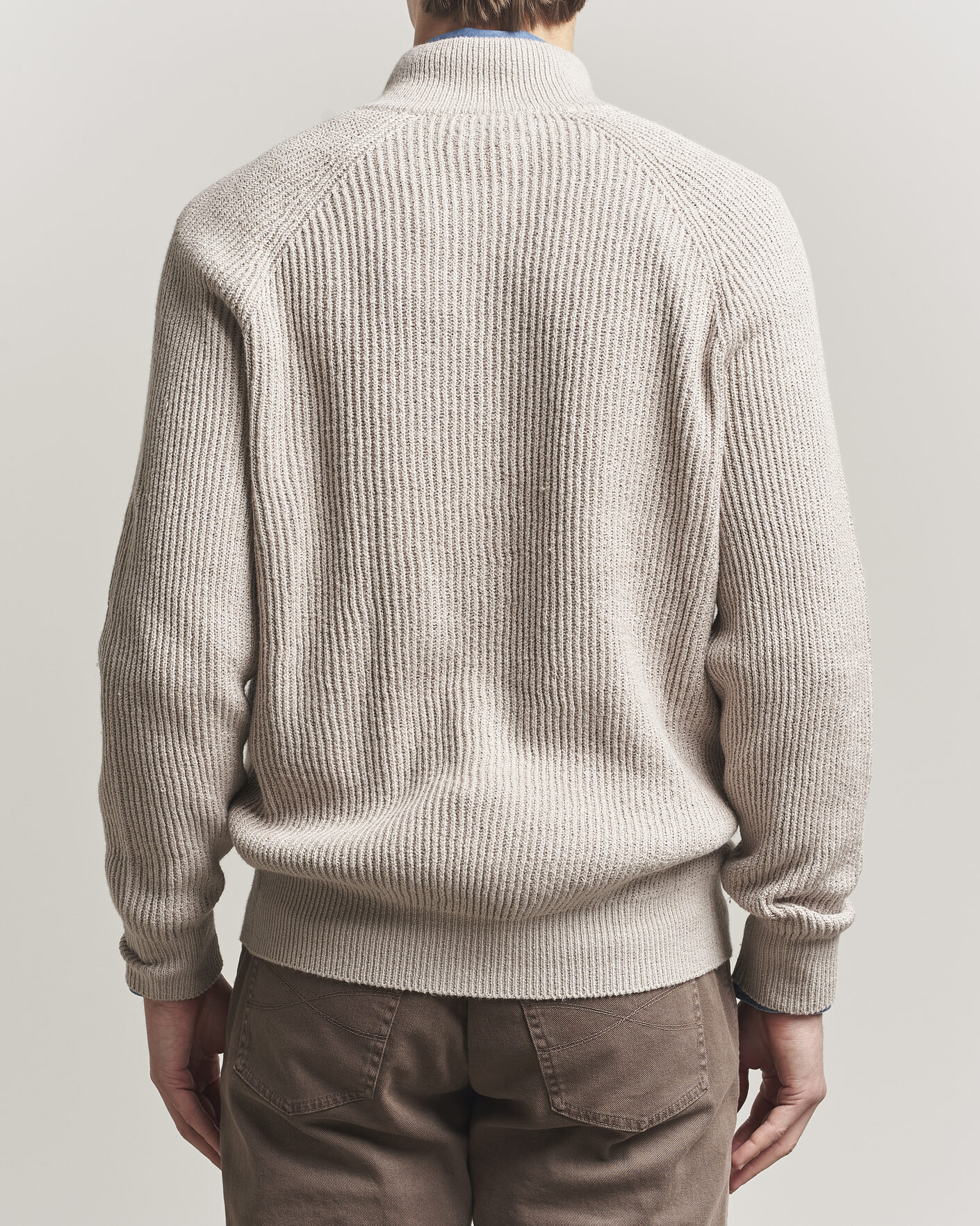 Brunello Cucinelli Heavy Cotton Rib Zip Cardigan Beige at